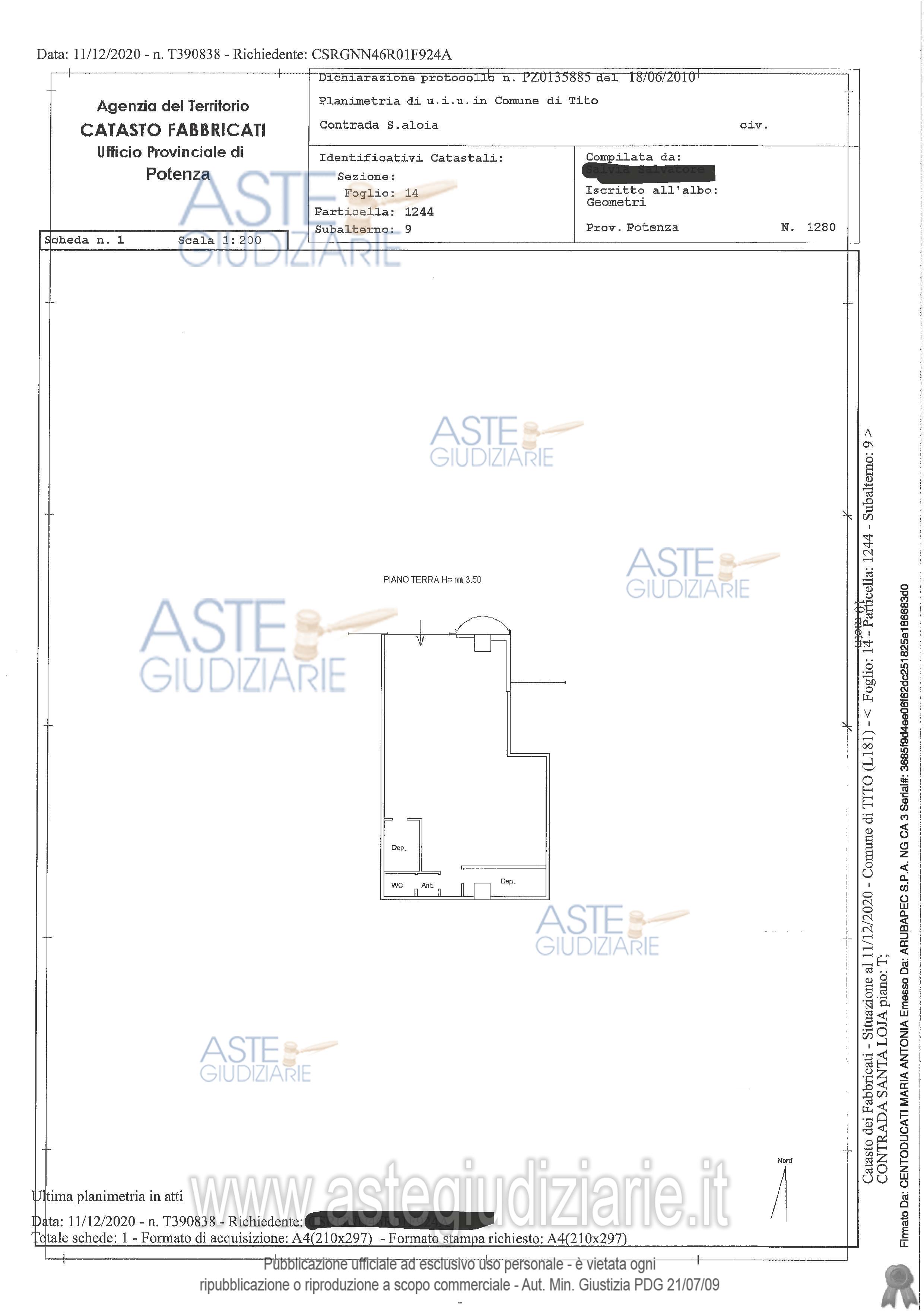 Planimetria del bene