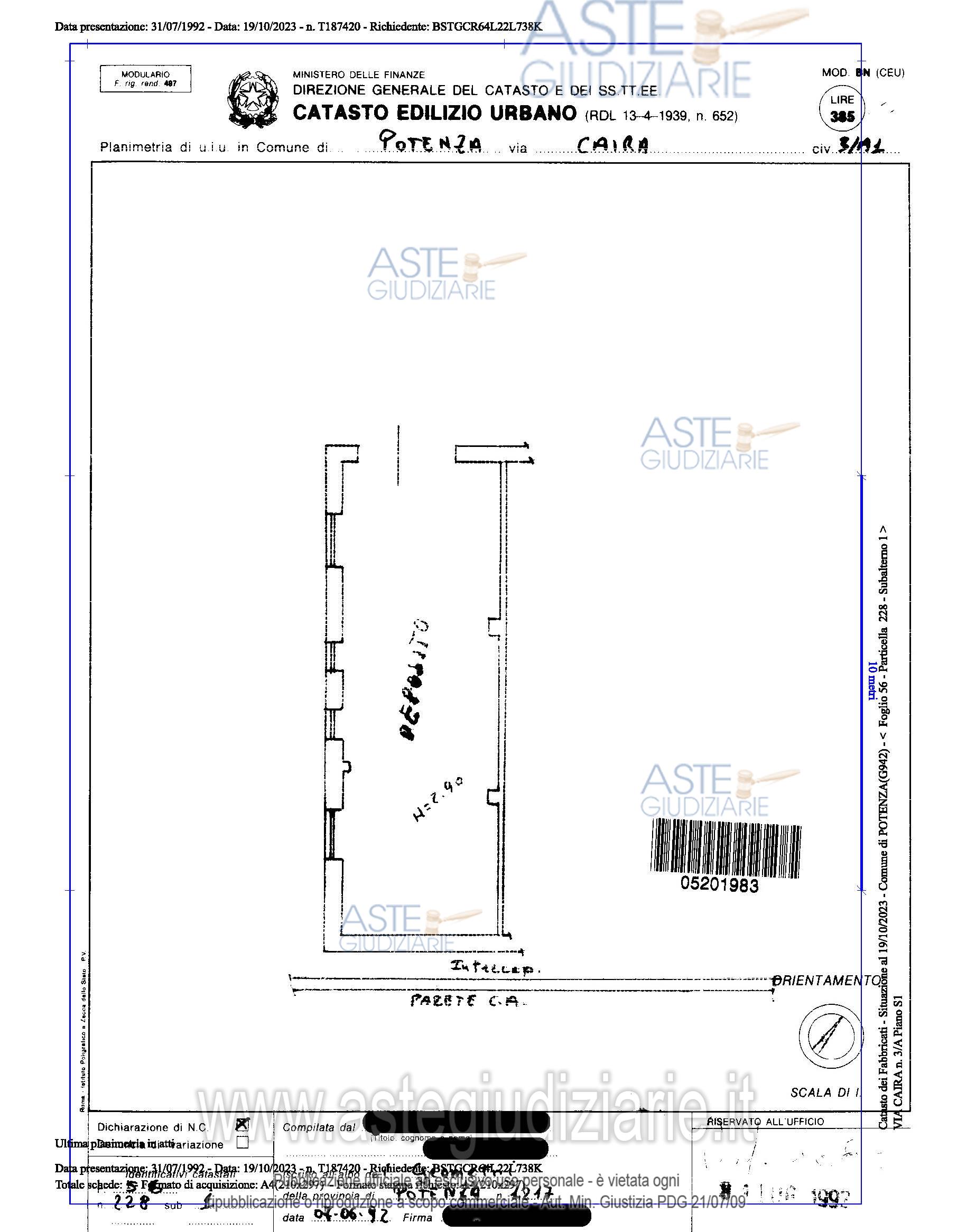Planimetria del bene