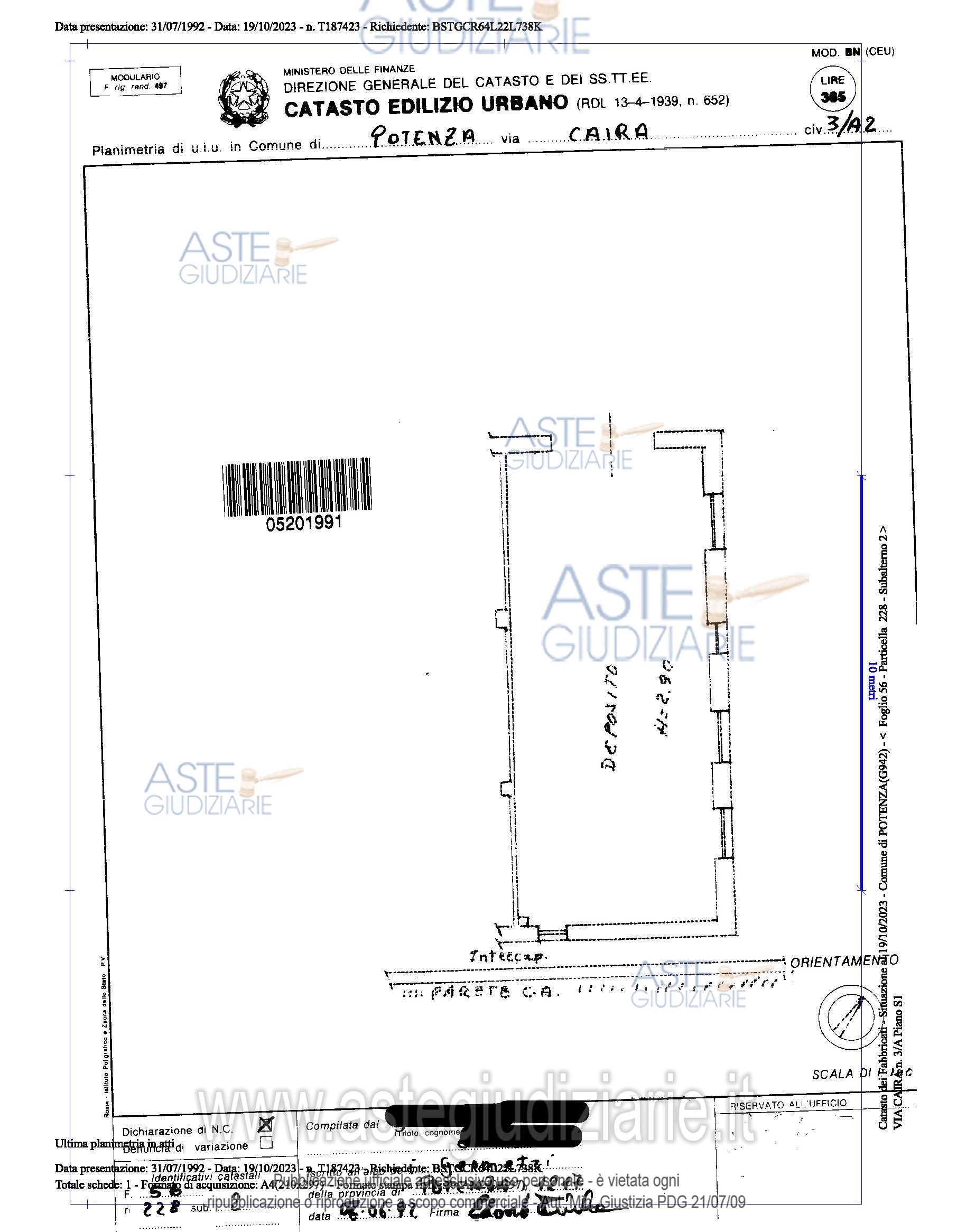 Planimetria del bene