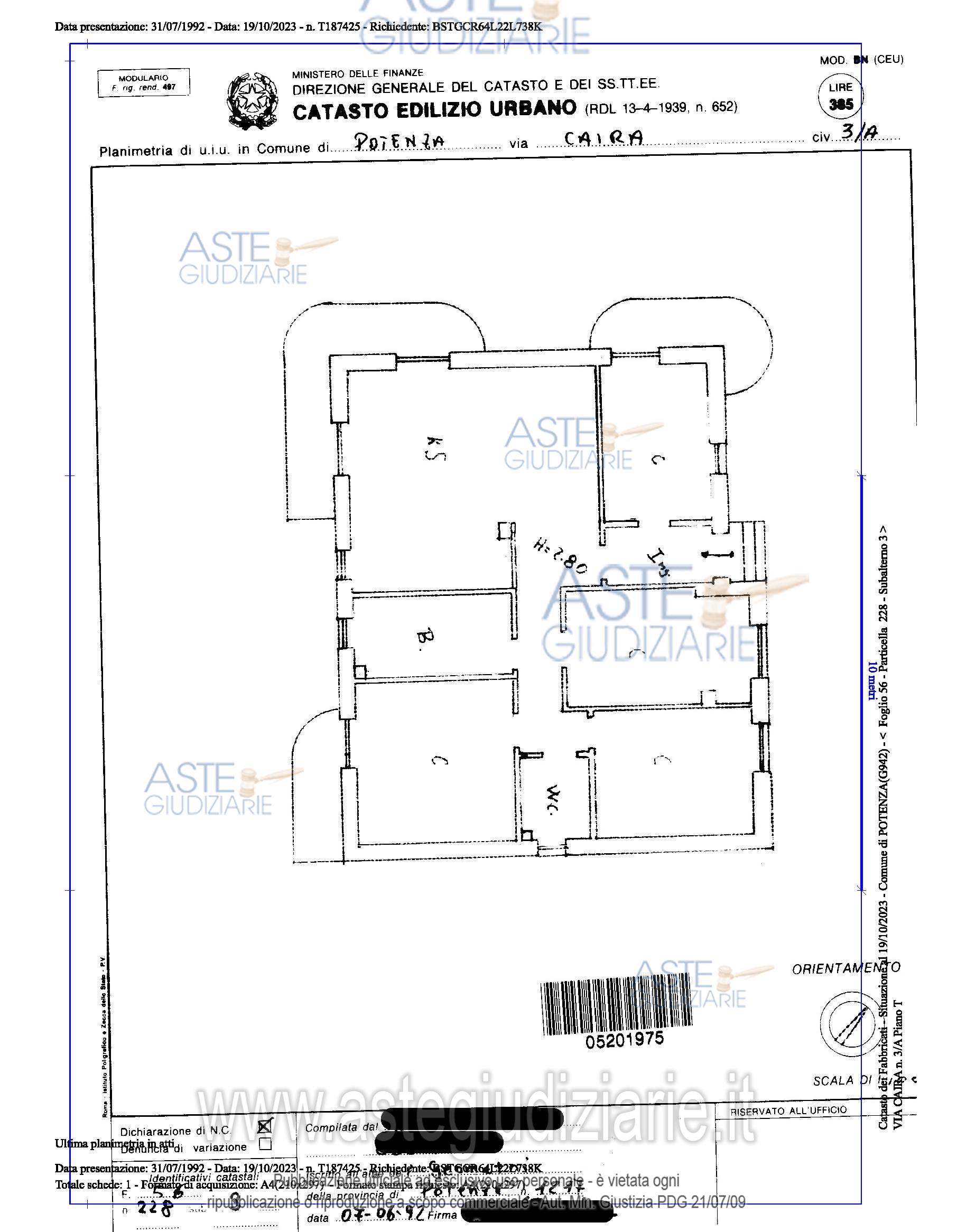 Planimetria del bene