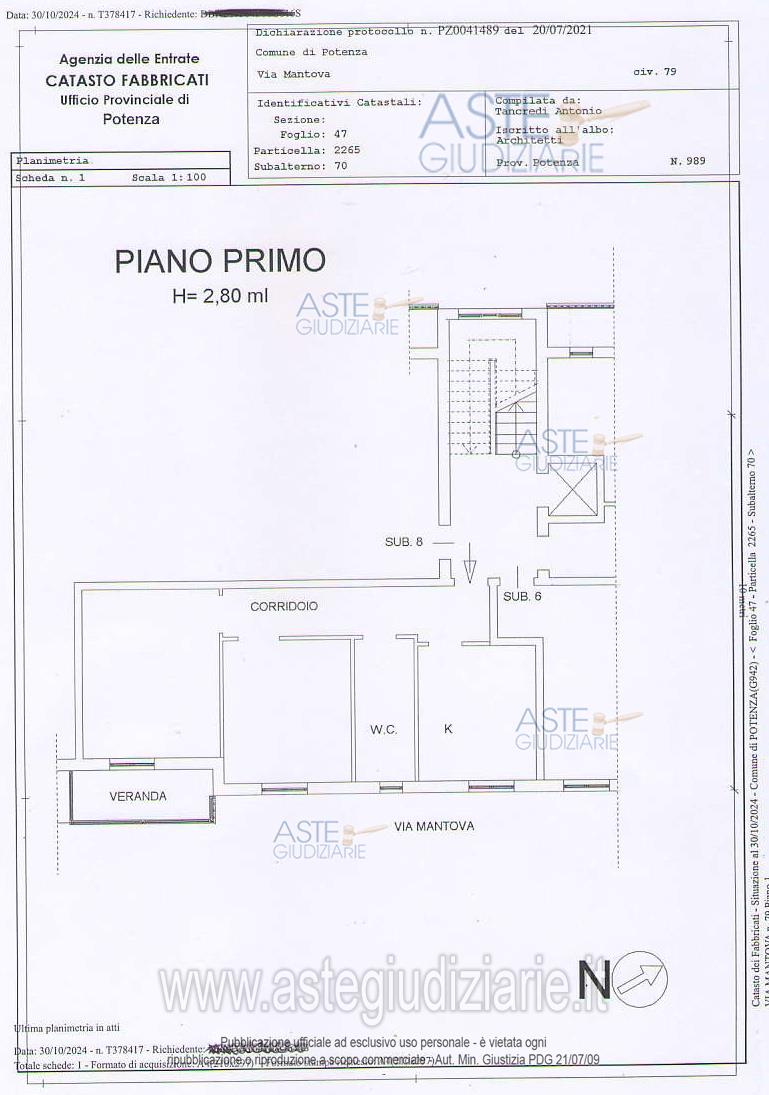 Planimetria del bene