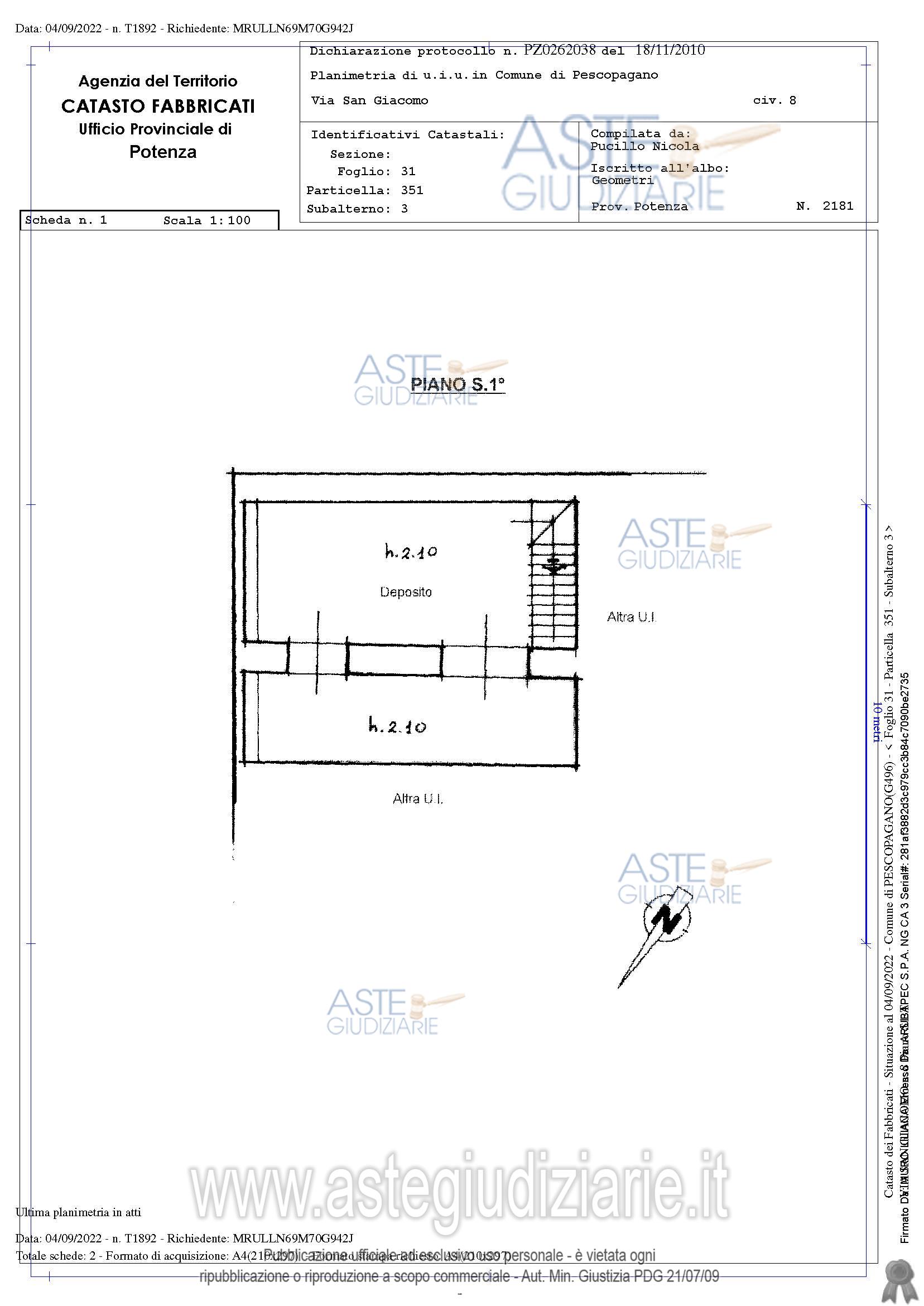 Planimetria del bene