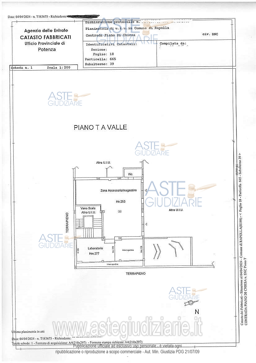 Planimetria del bene