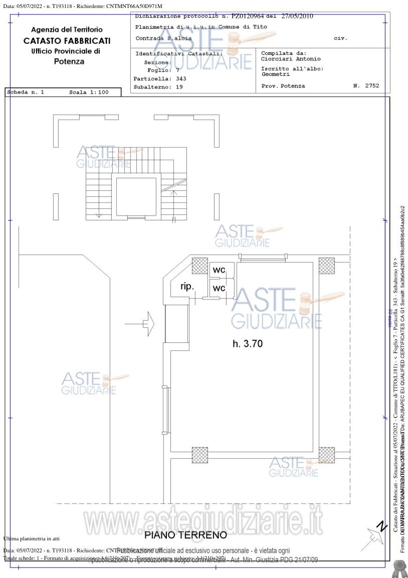 Planimetria del bene
