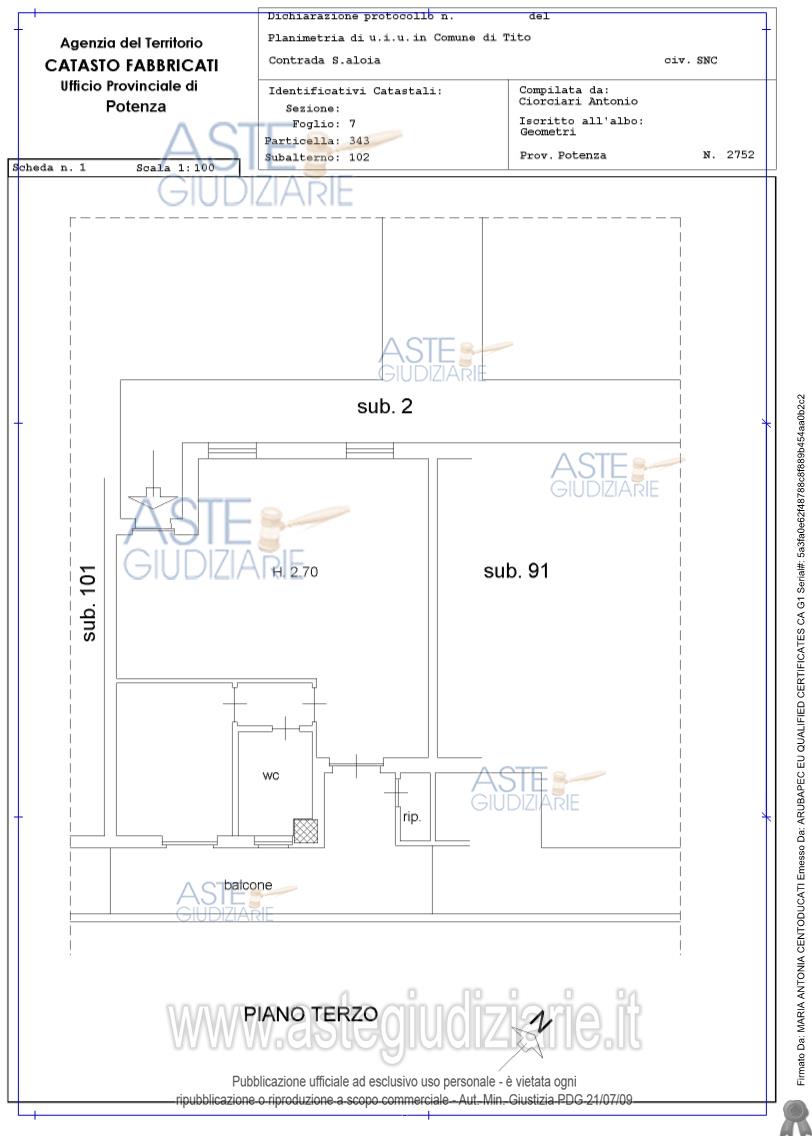 Planimetria del bene