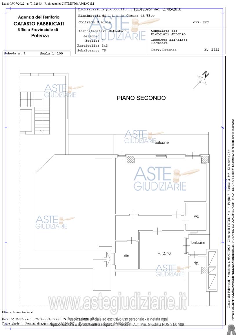 Planimetria del bene