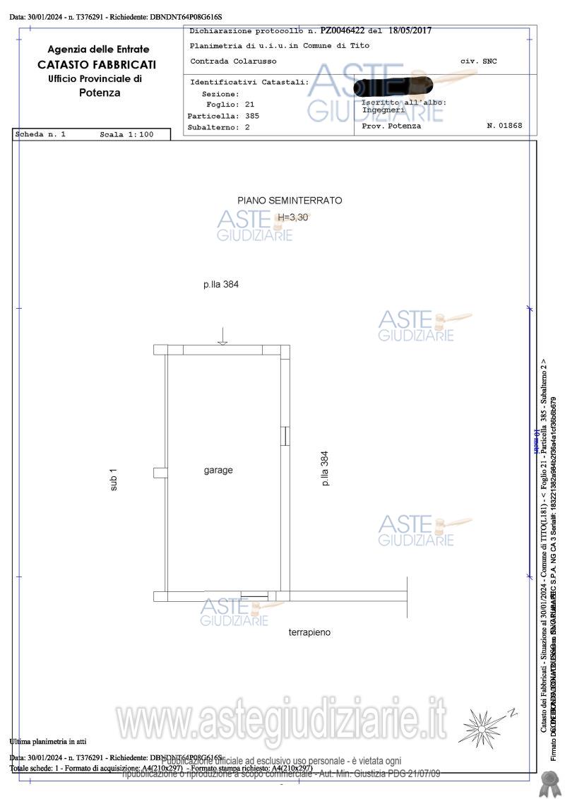 Planimetria del bene