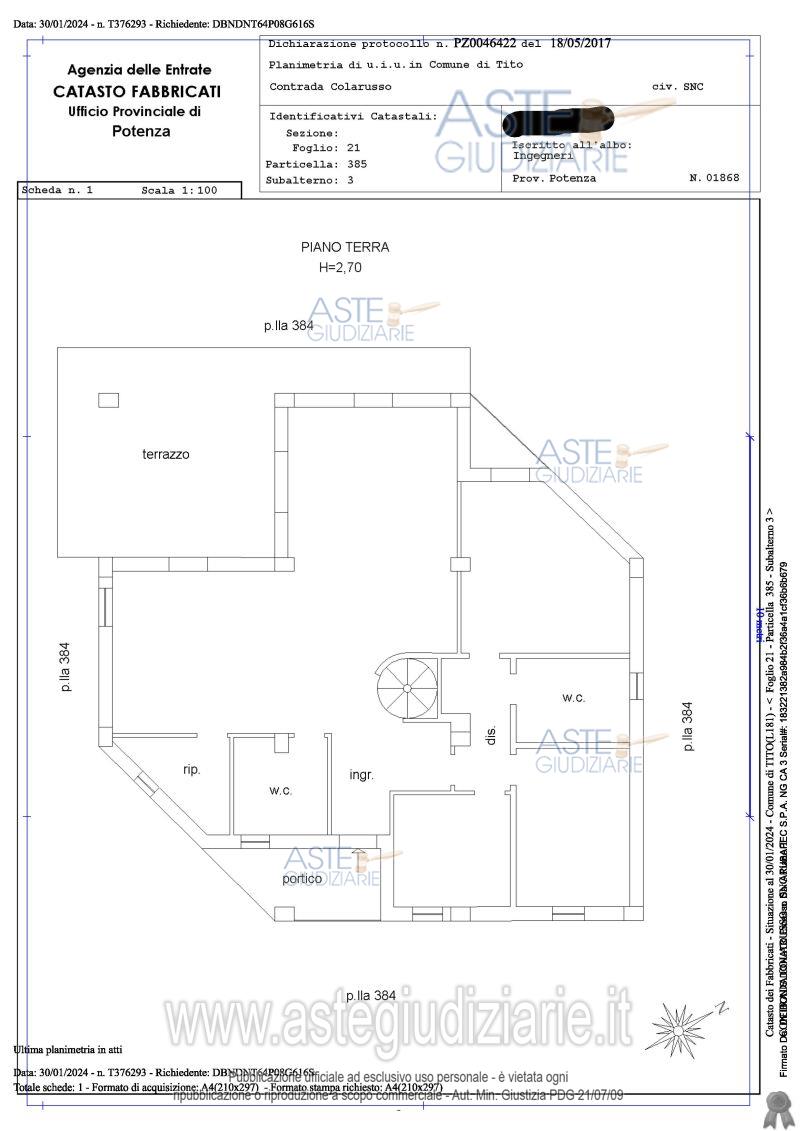 Planimetria del bene