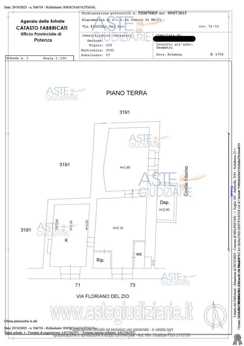 Planimetria del bene