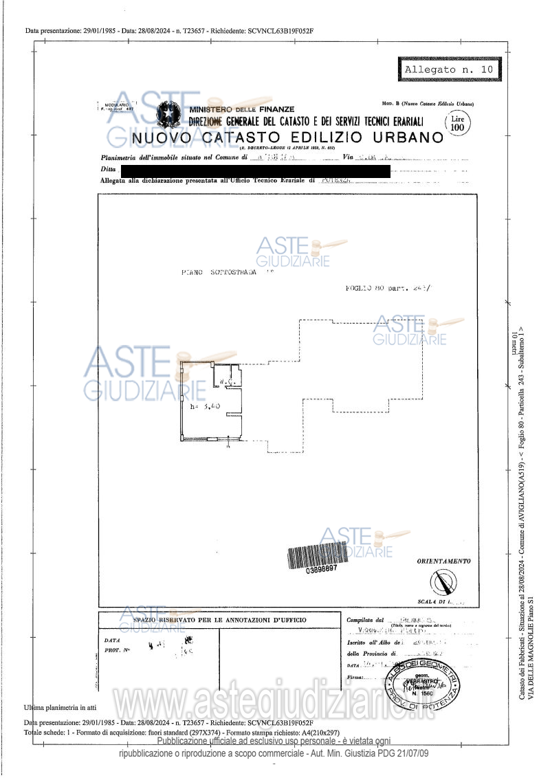 Planimetria del bene