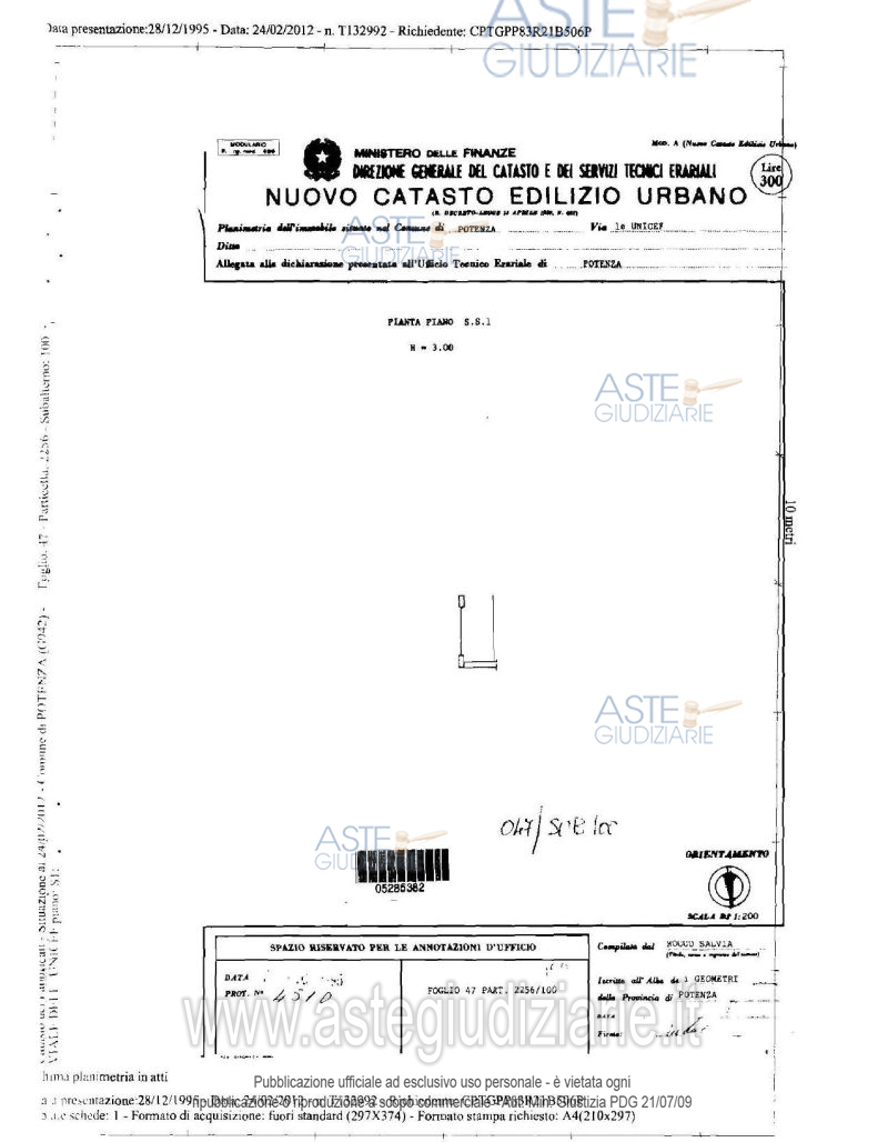 Planimetria del bene