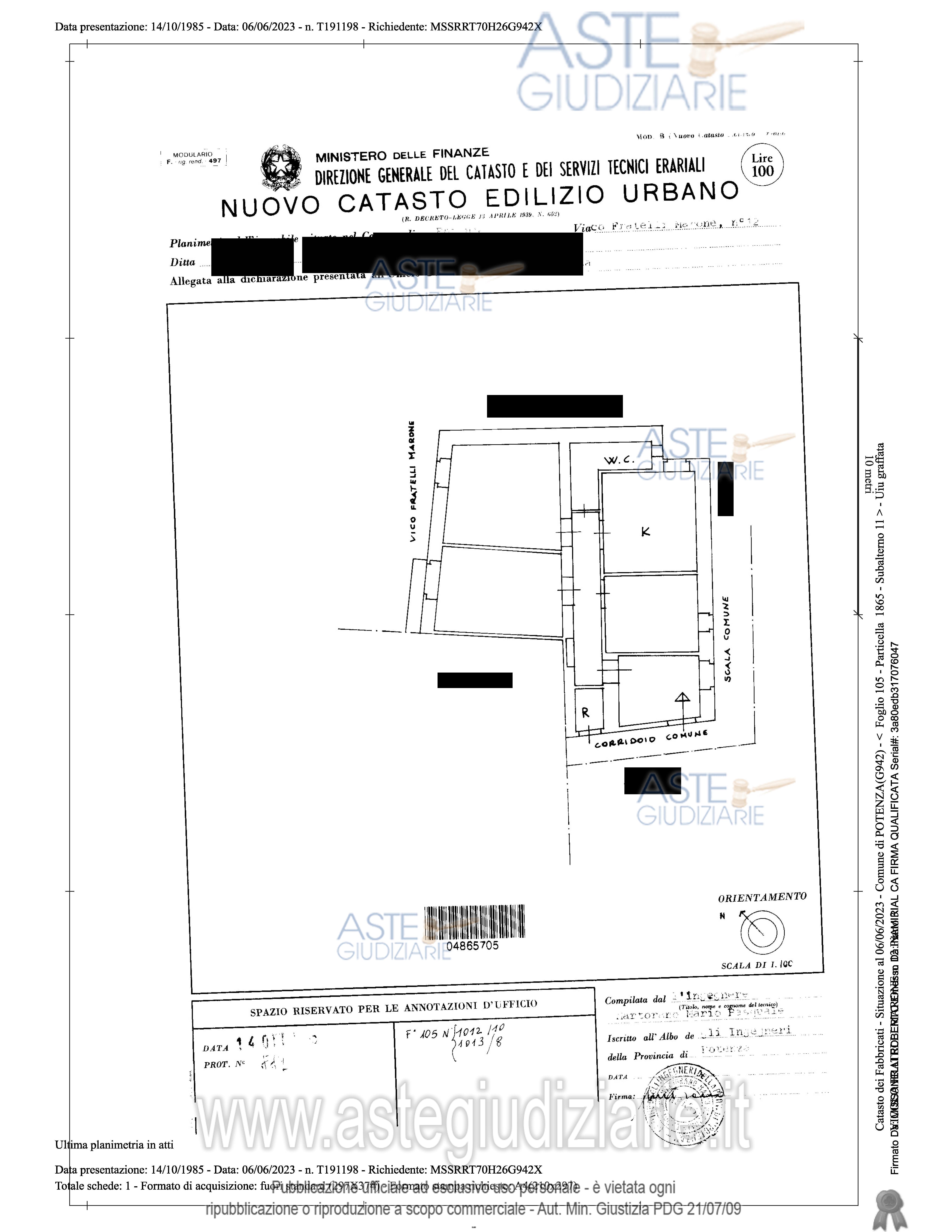 Planimetria del bene