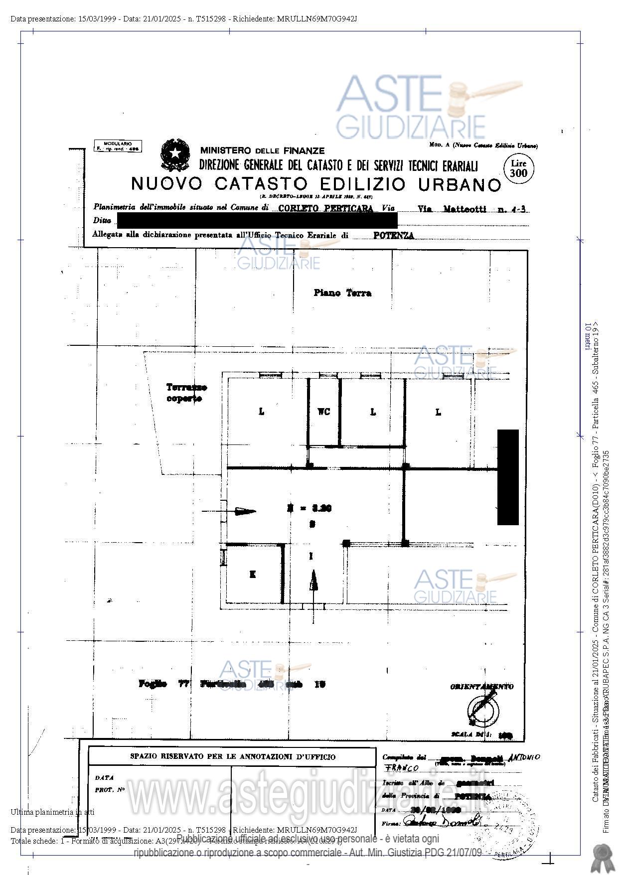 Planimetria del bene