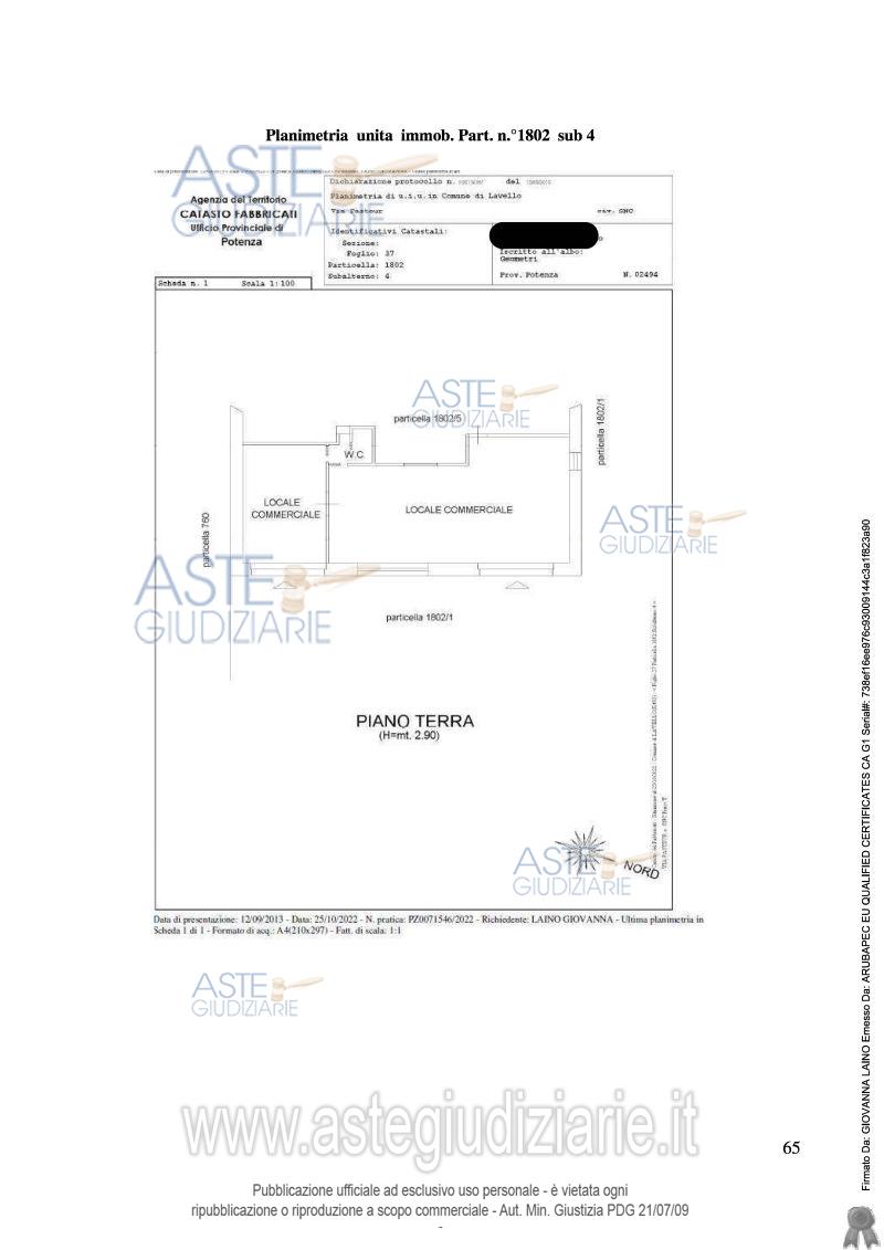 Planimetria del bene