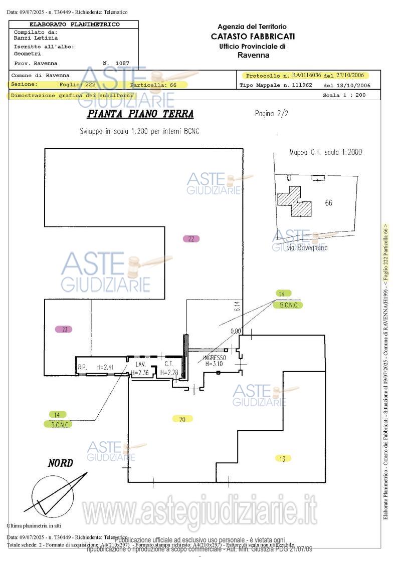 Planimetria del bene