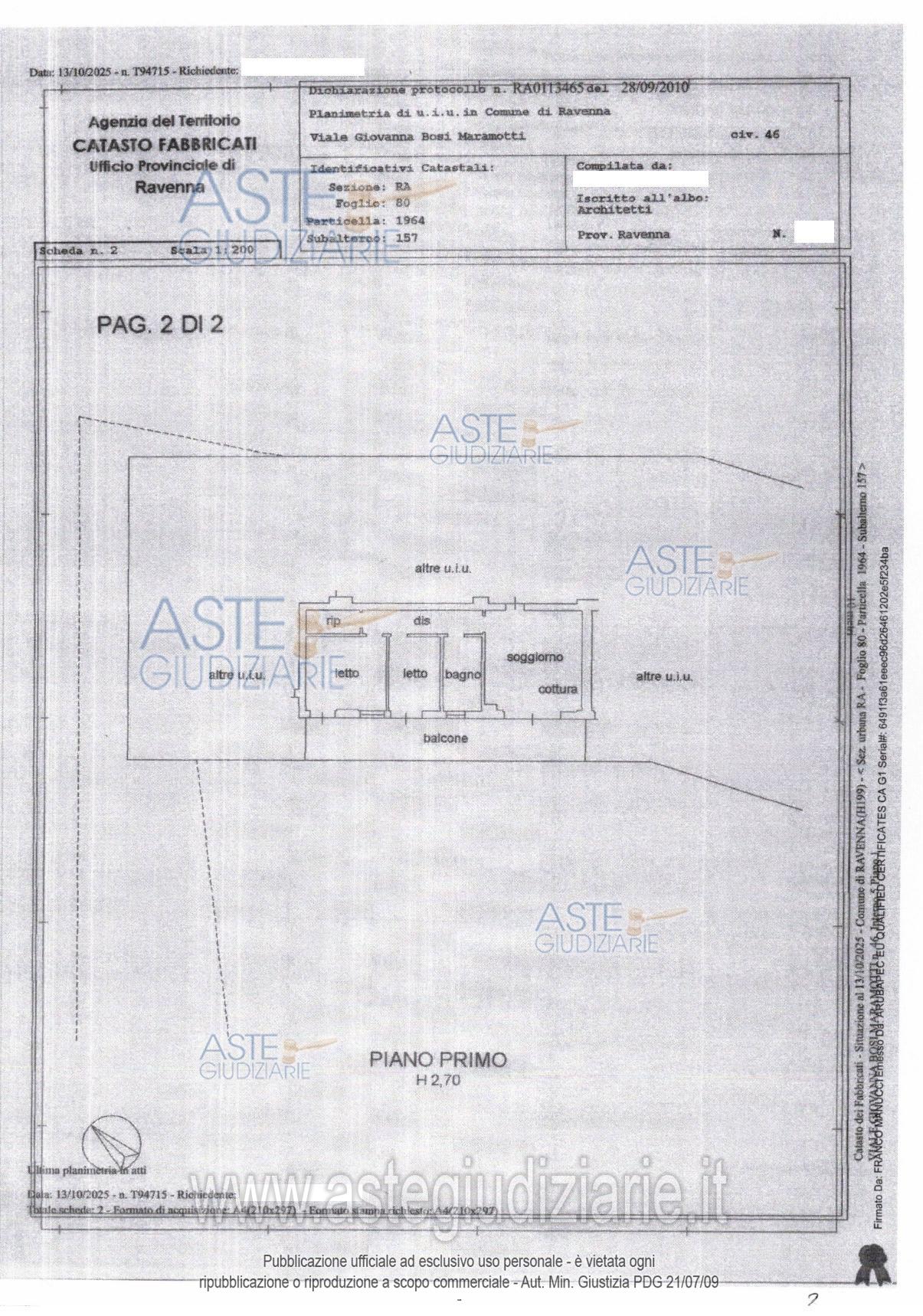 Planimetria del bene