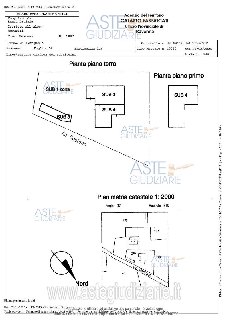 Planimetria del bene