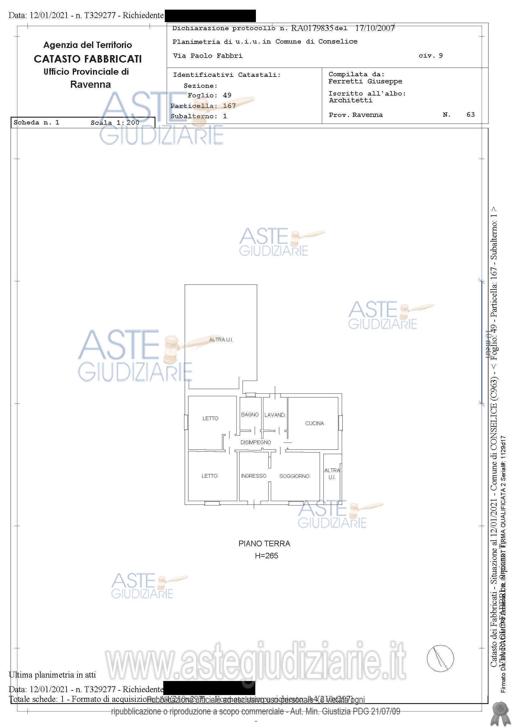 Planimetria del bene