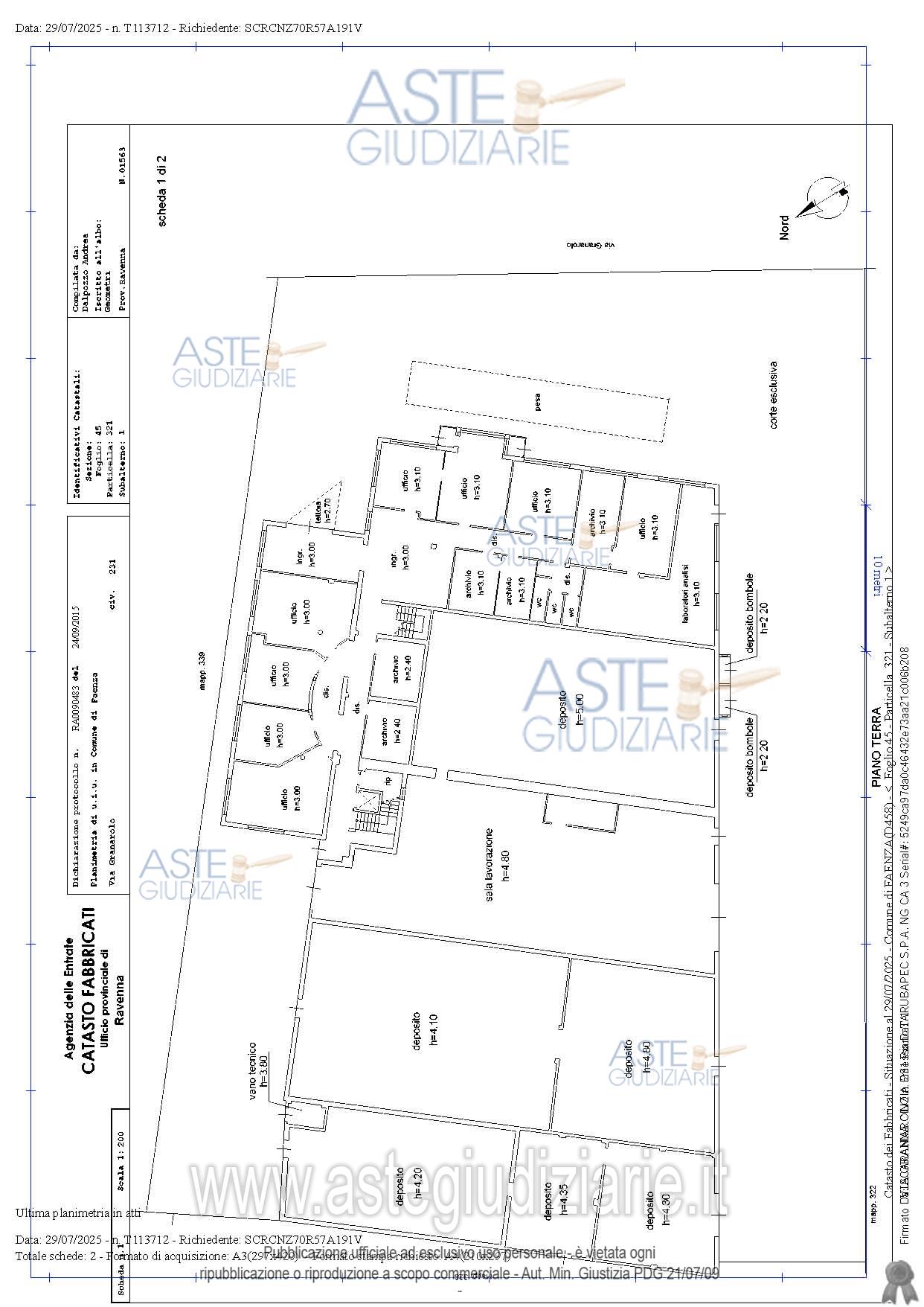 Planimetria del bene