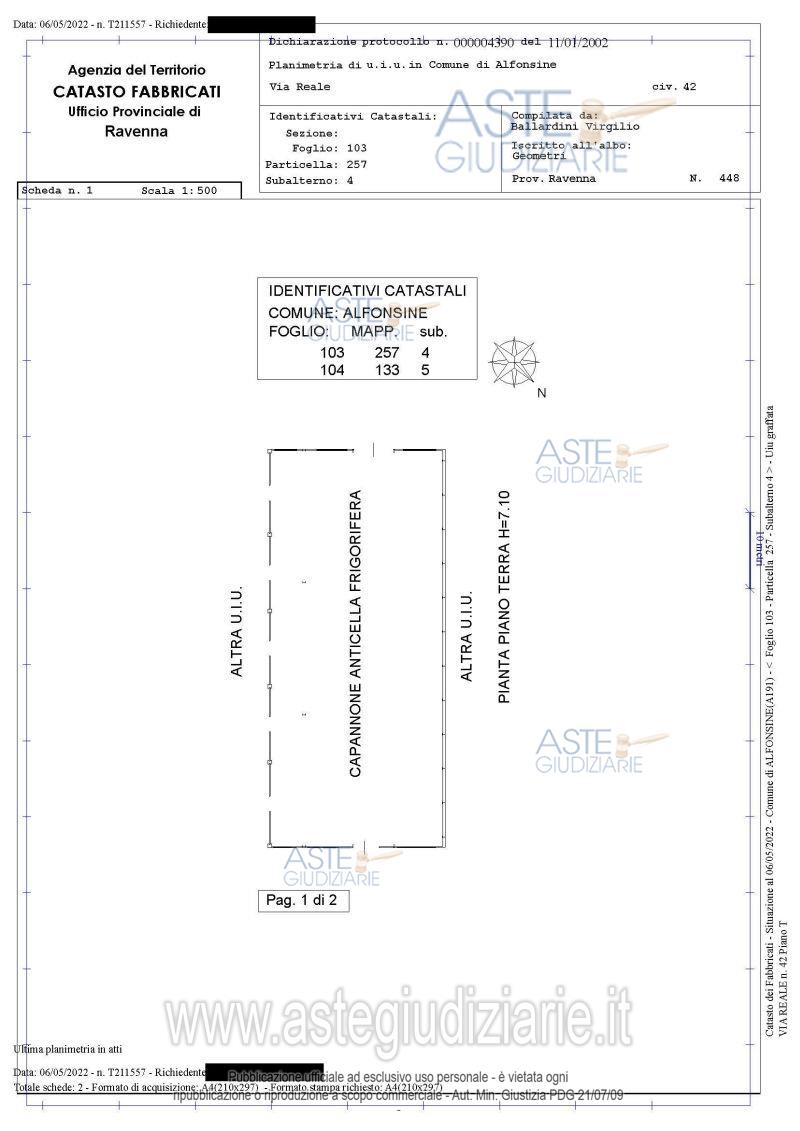 Planimetria del bene