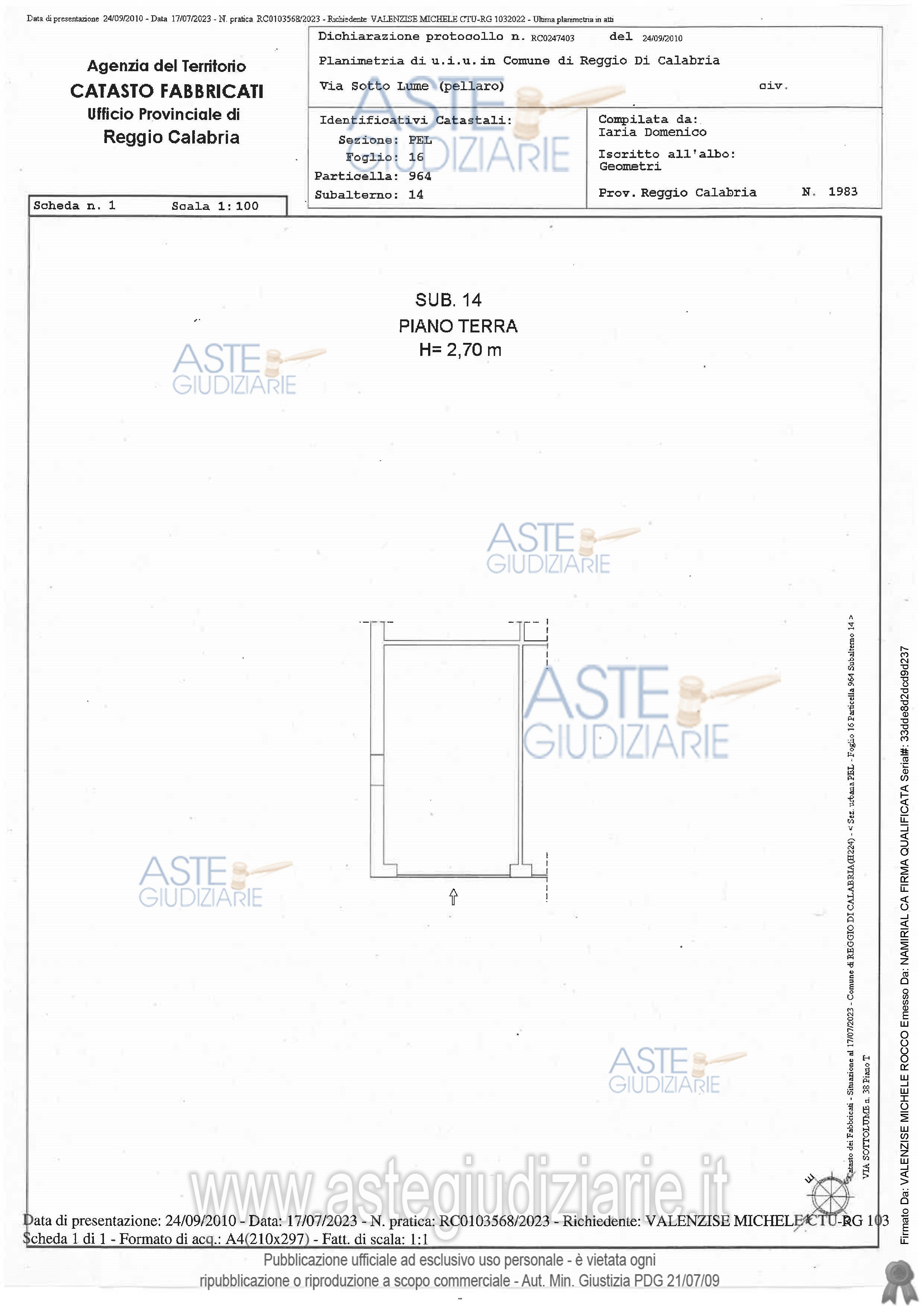 Planimetria del bene