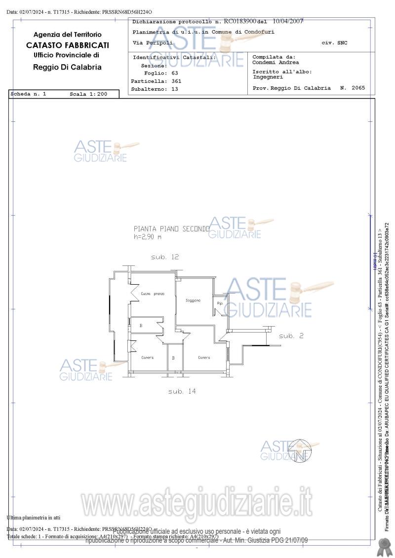Planimetria del bene