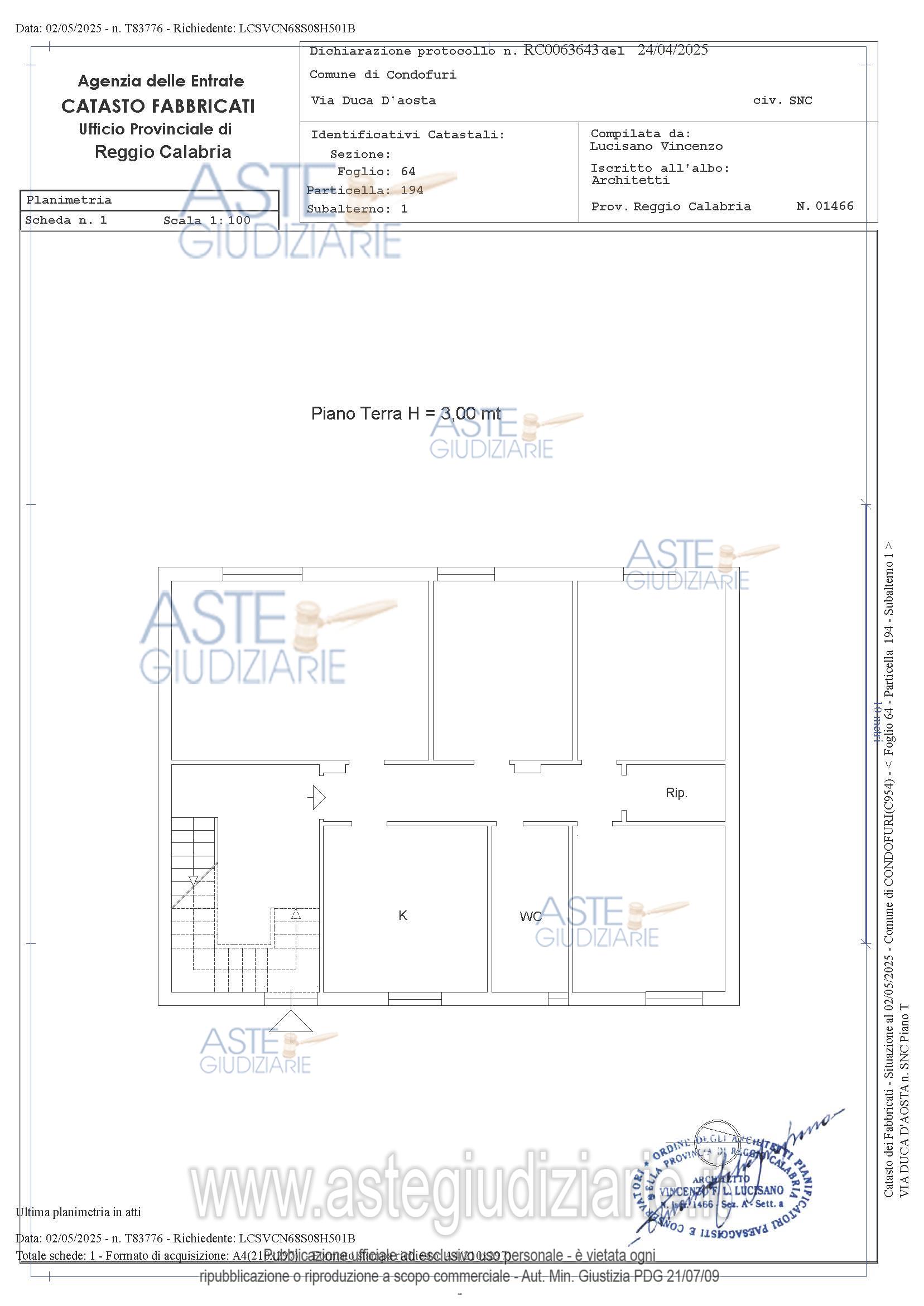 Planimetria del bene