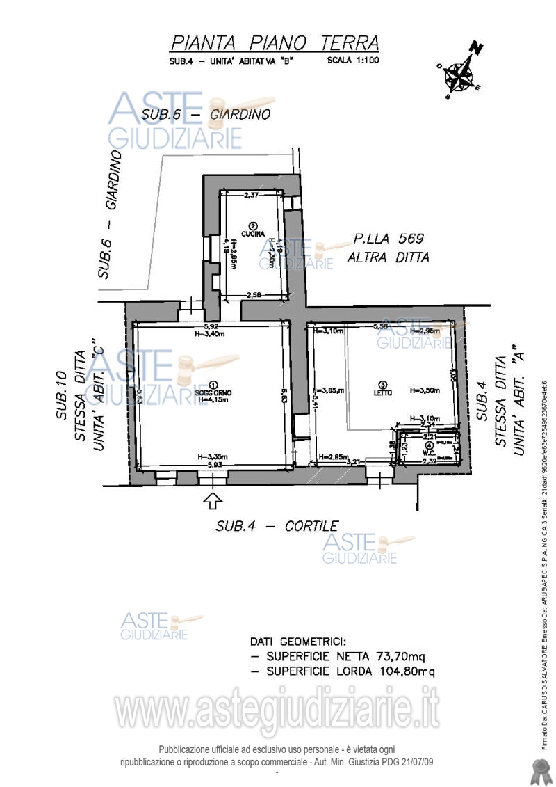 Planimetria del bene