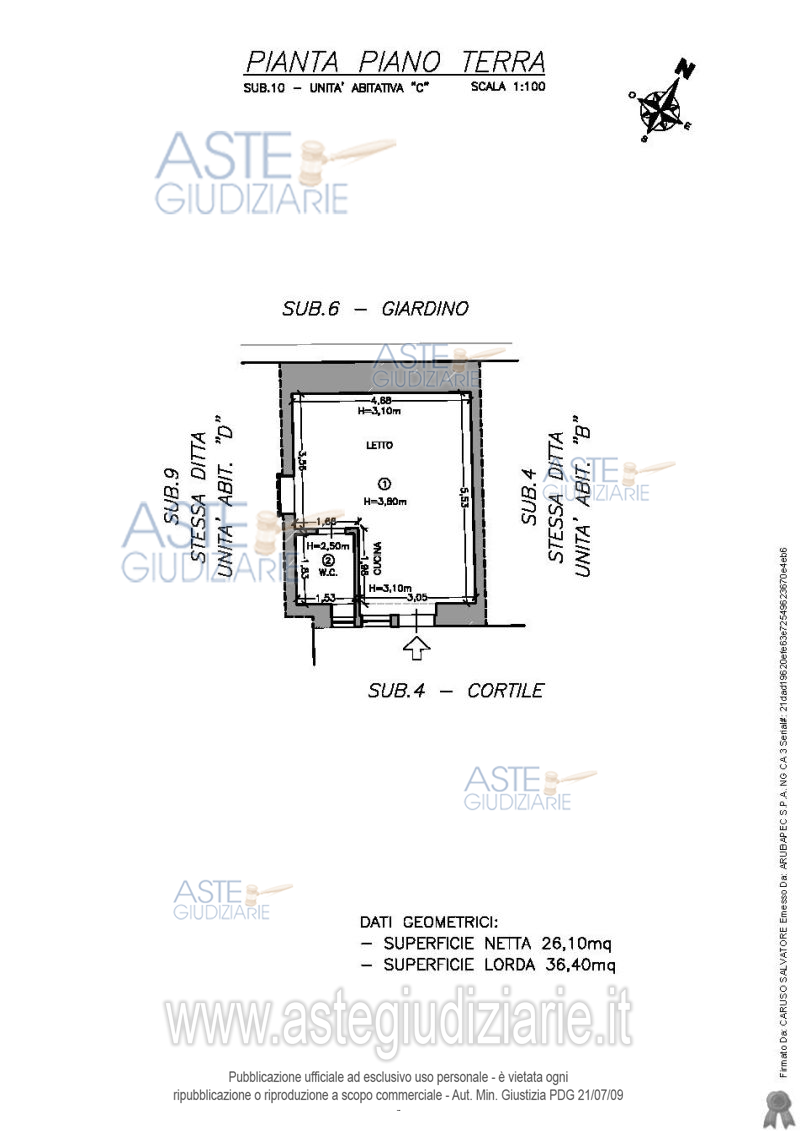 Planimetria del bene