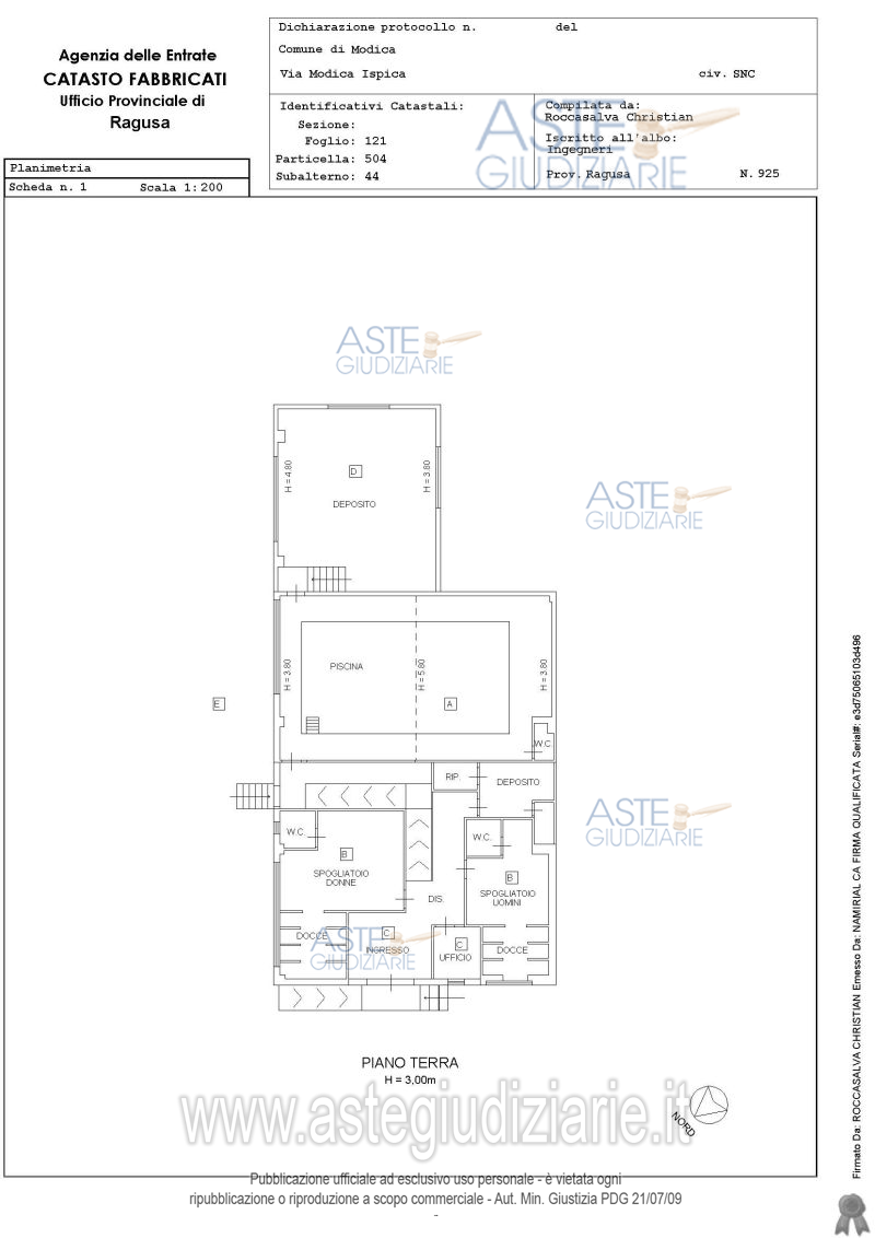 Planimetria del bene