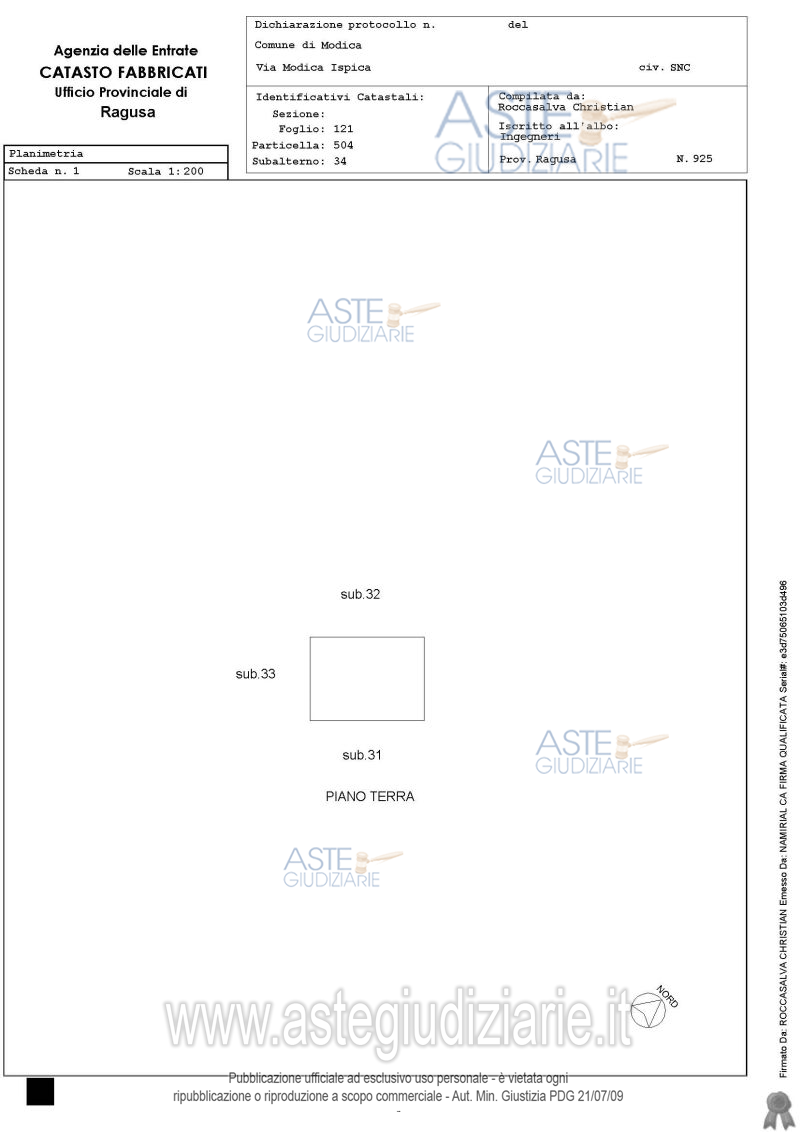 Planimetria del bene