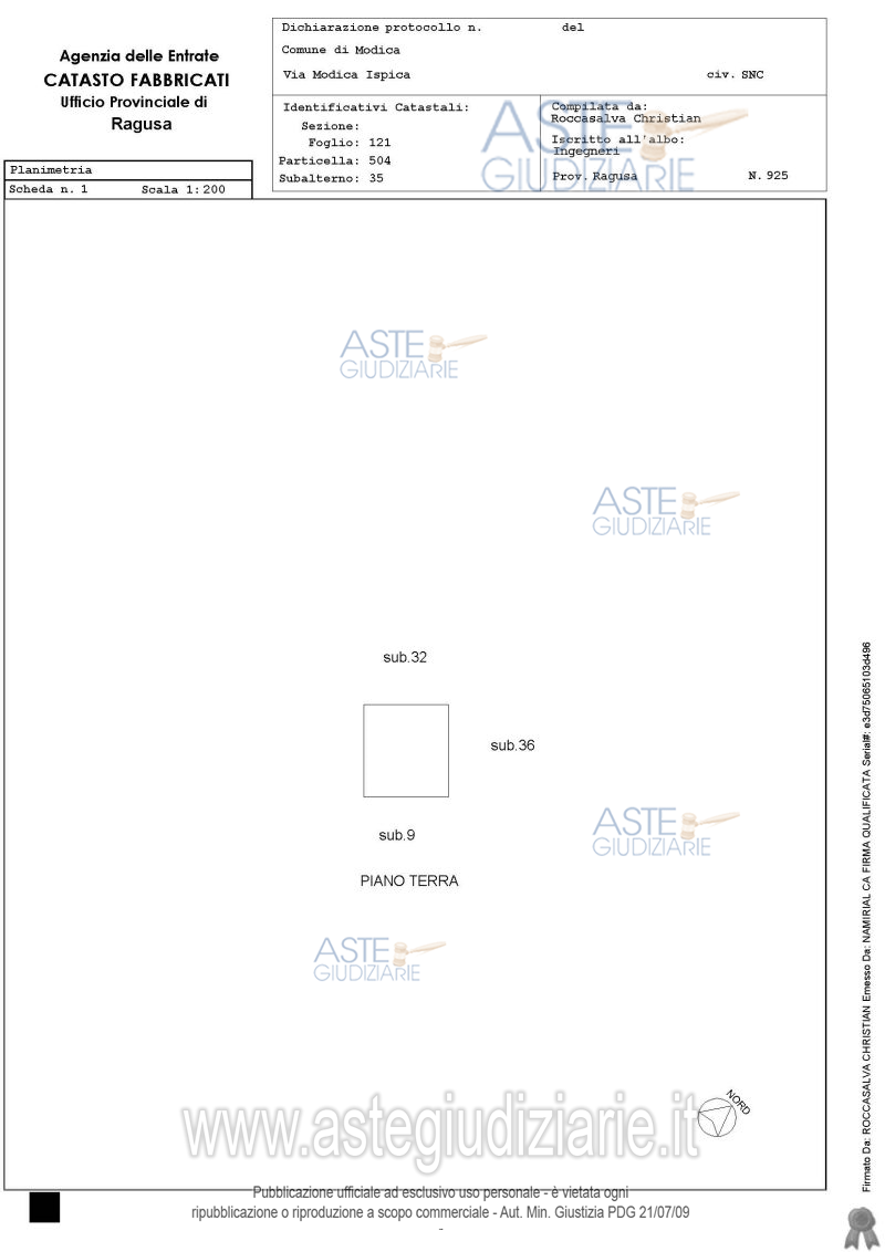 Planimetria del bene