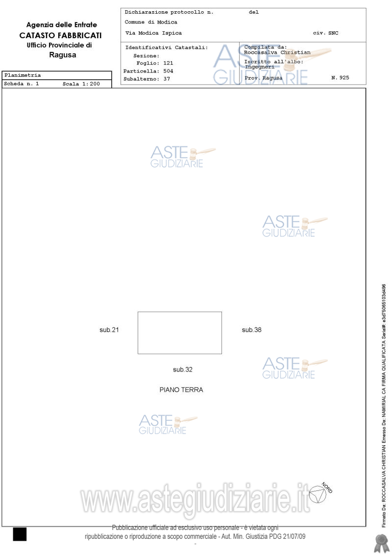 Planimetria del bene