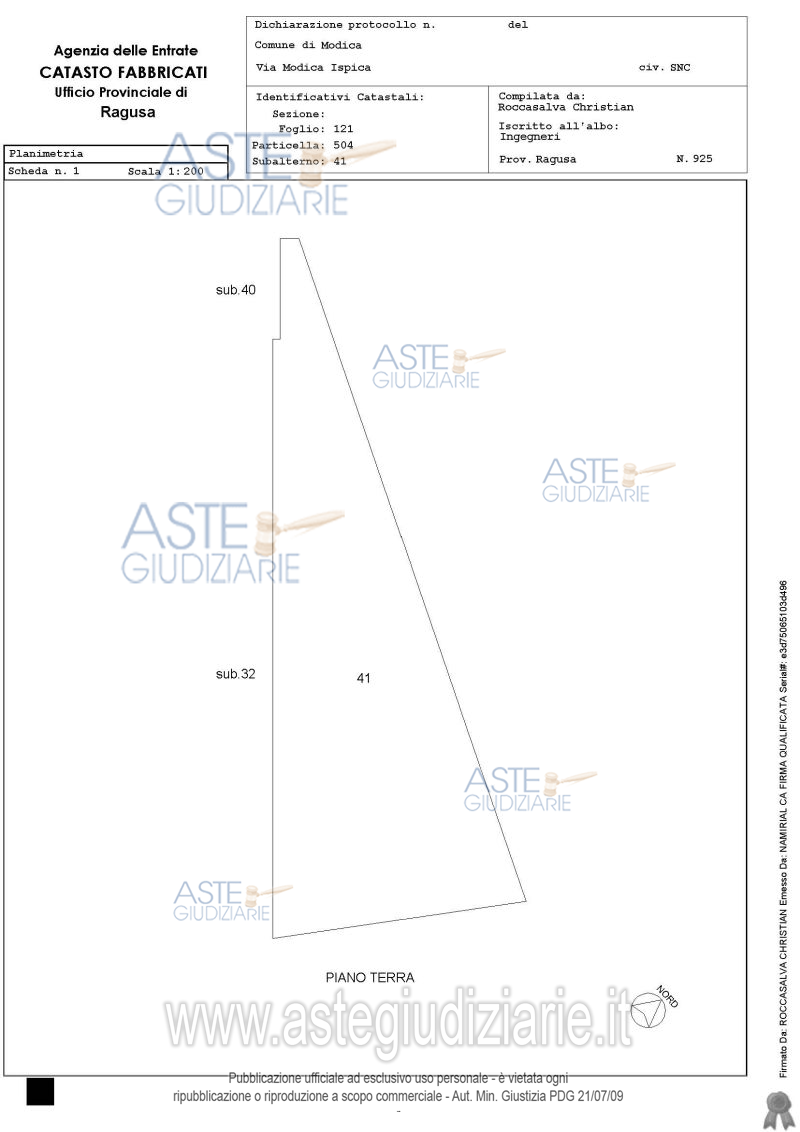 Planimetria del bene