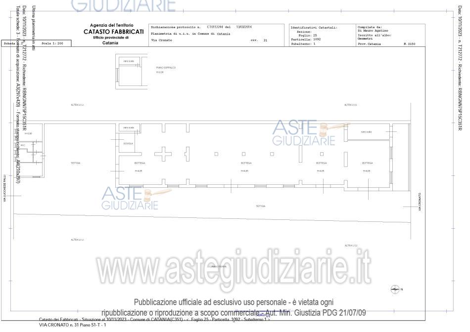 Planimetria del bene