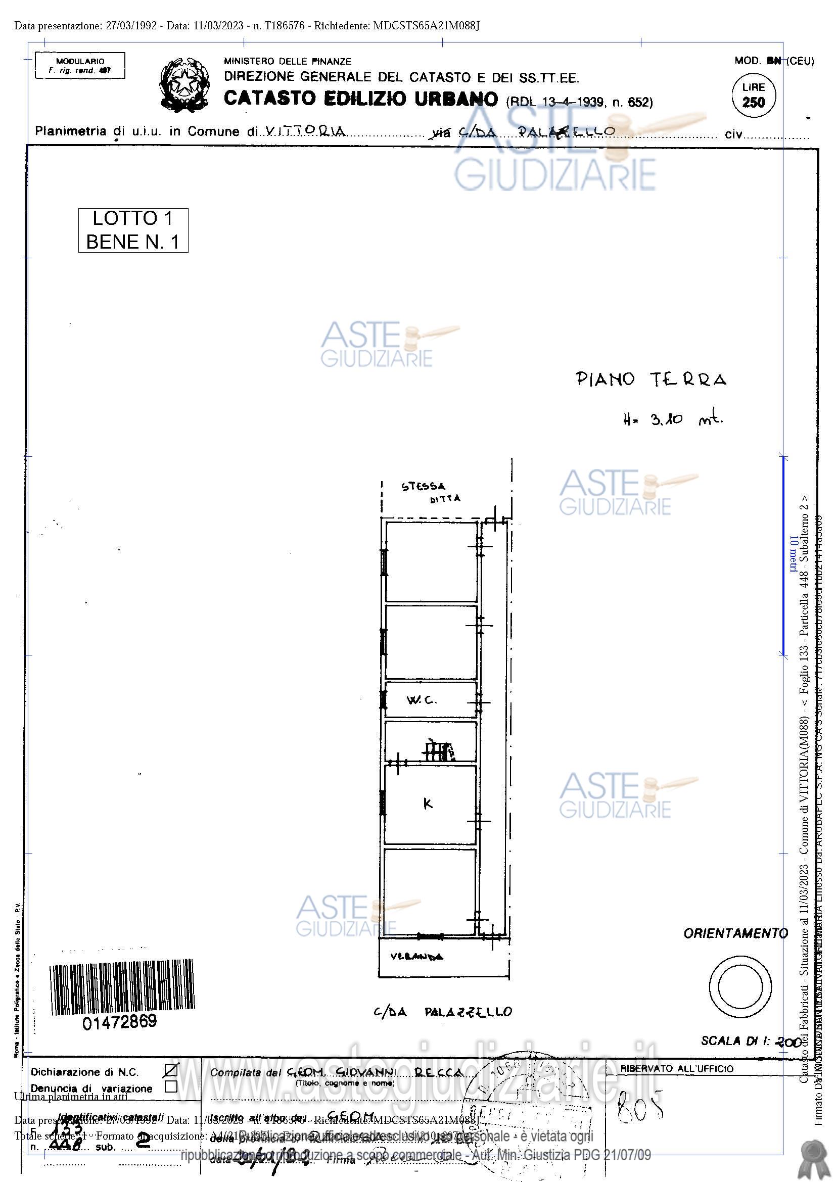 Planimetria del bene