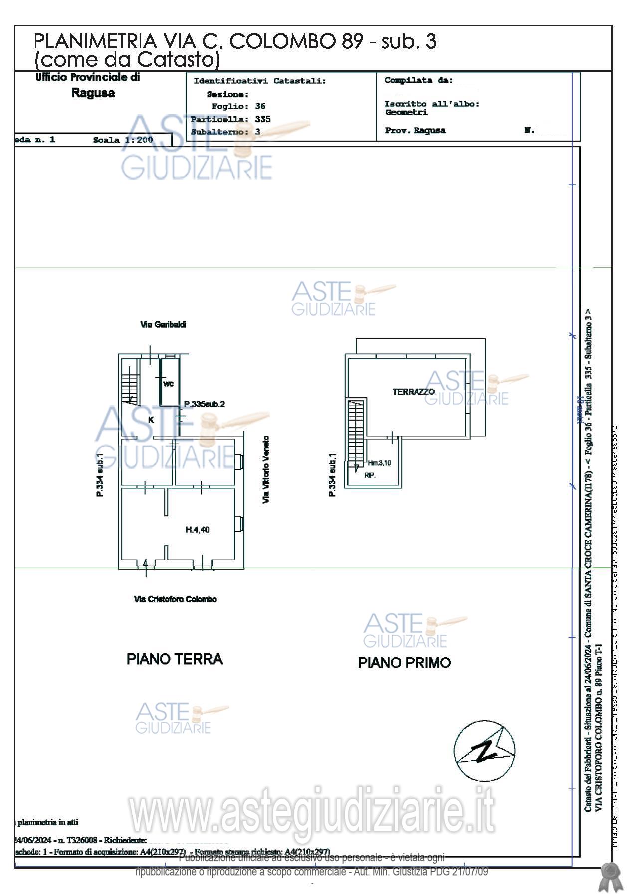 Planimetria del bene