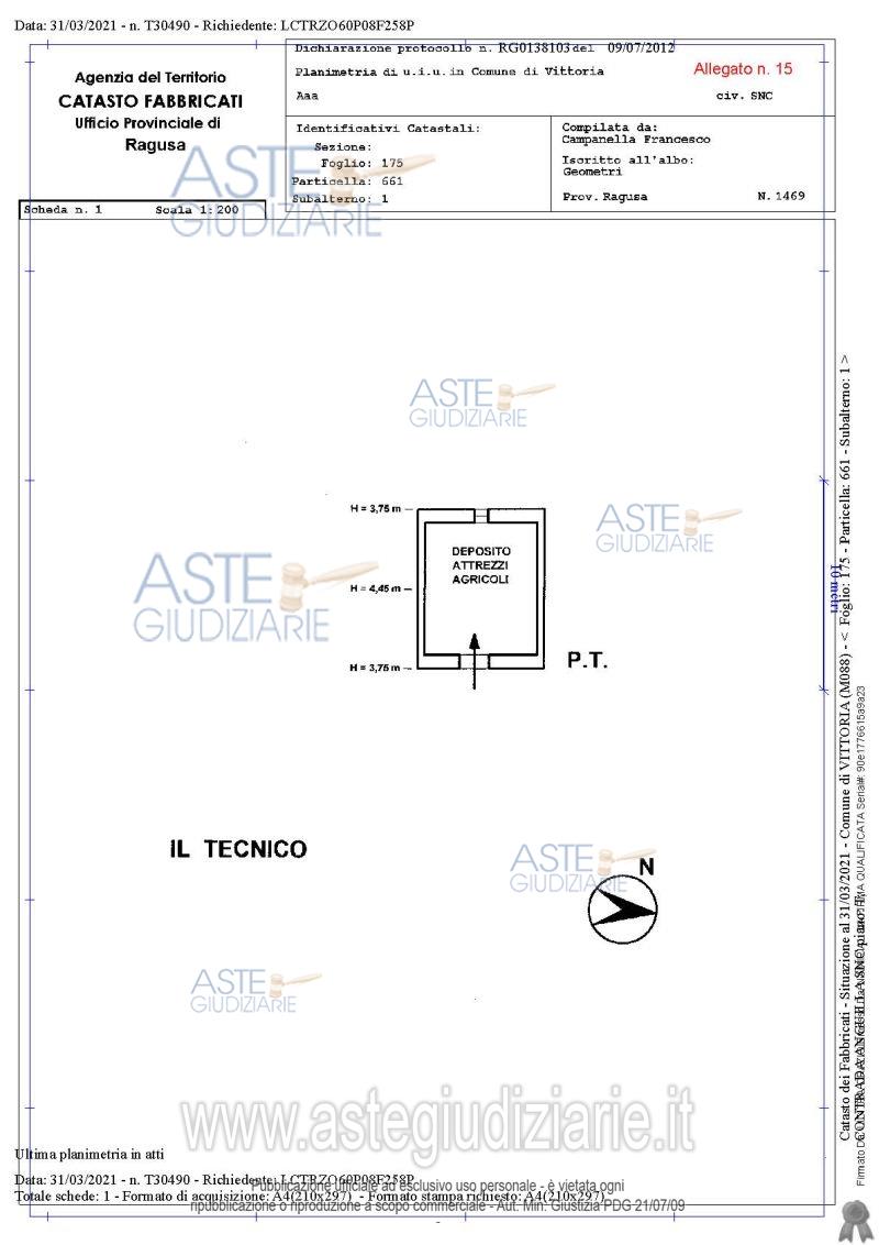 Planimetria del bene