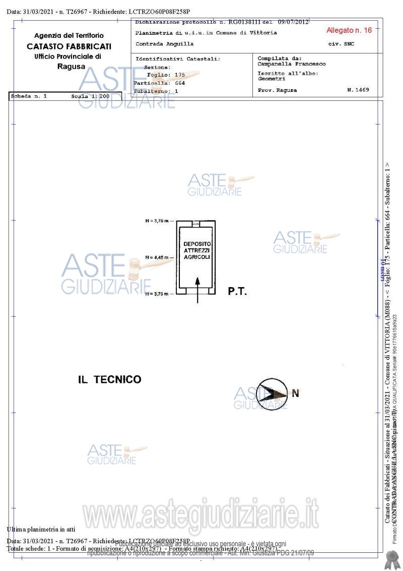 Planimetria del bene