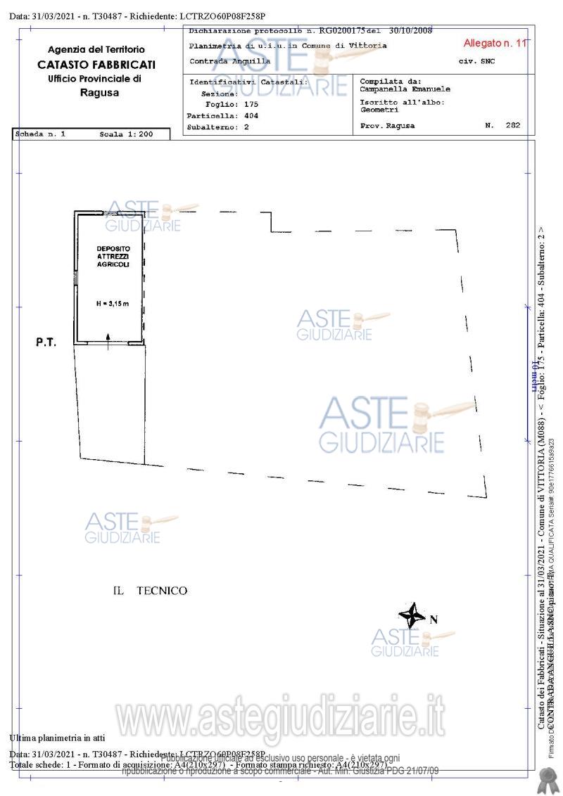 Planimetria del bene