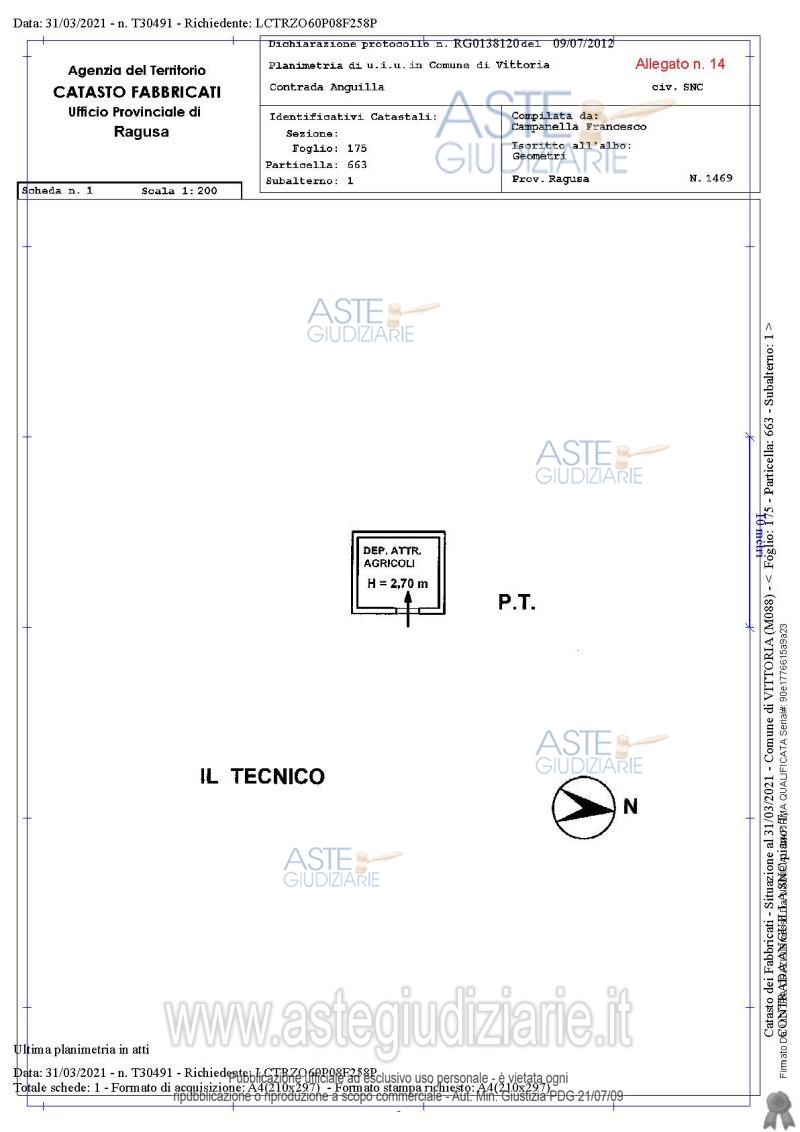 Planimetria del bene