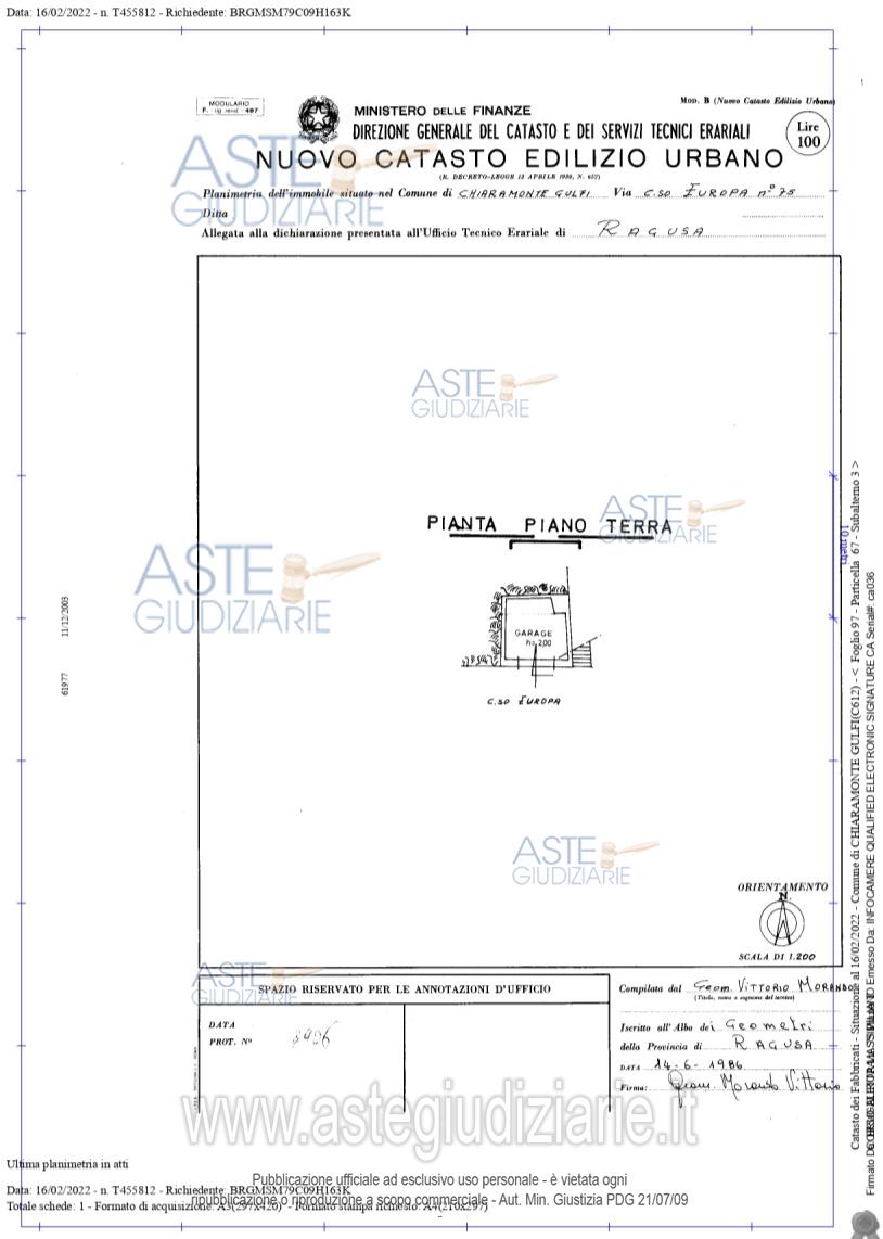 Planimetria del bene