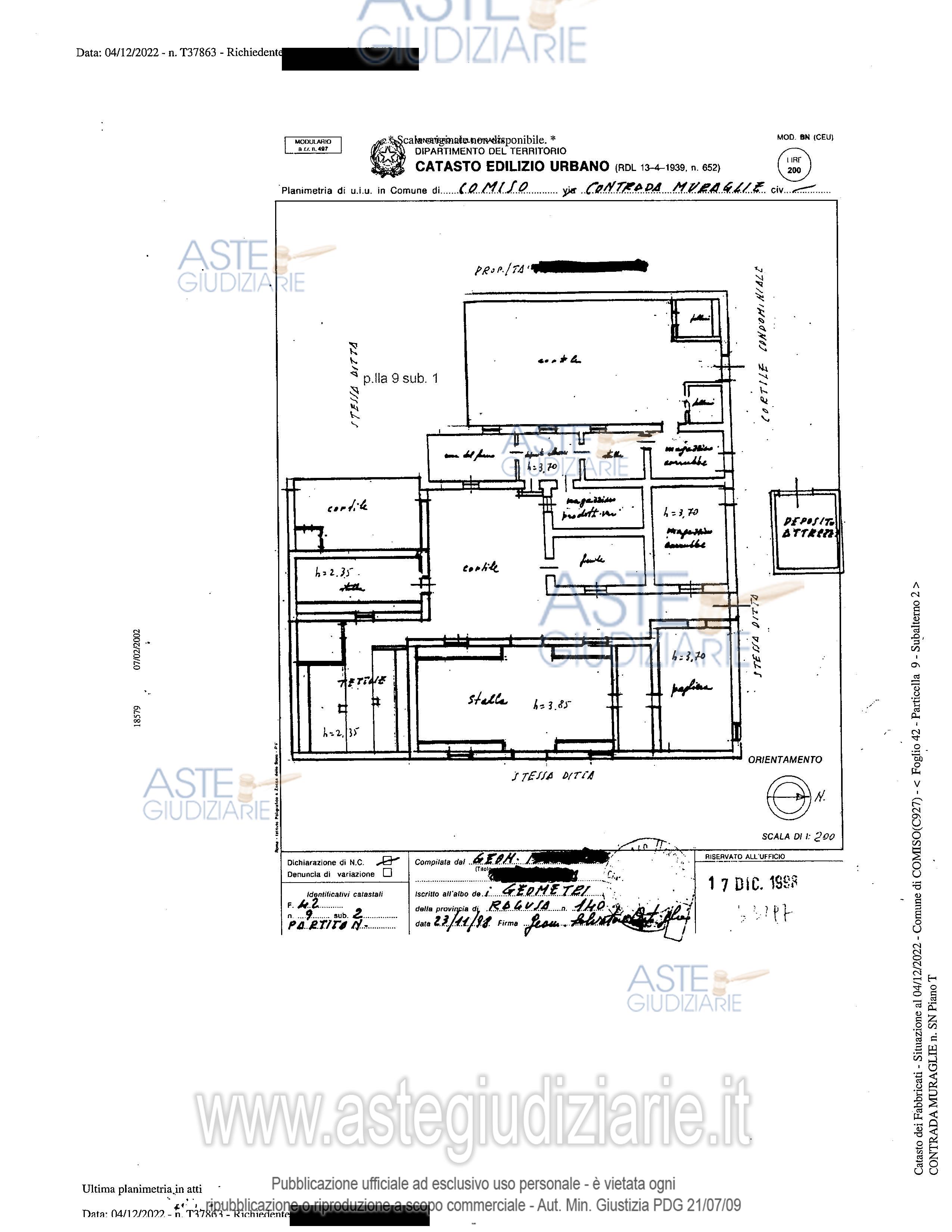 Planimetria del bene