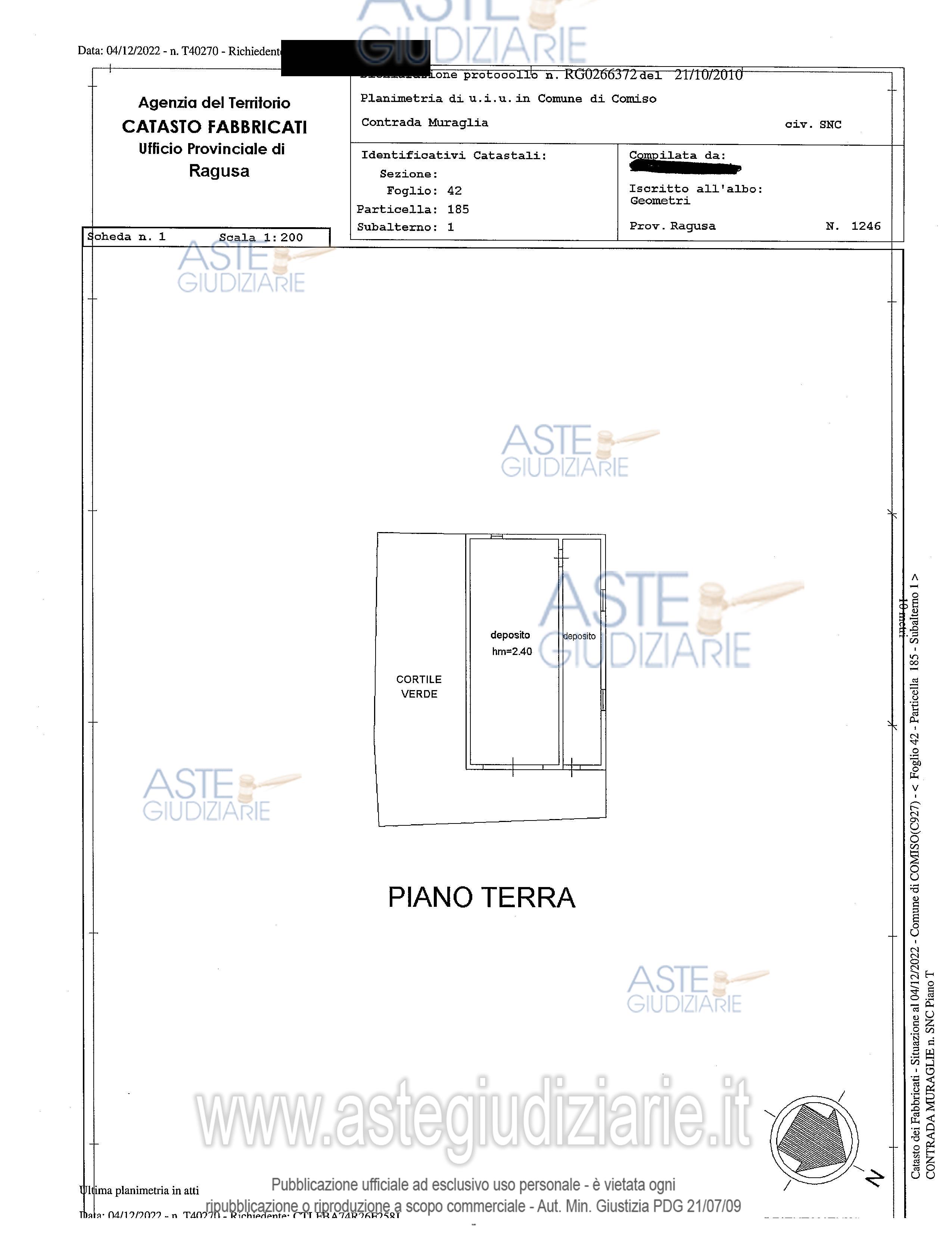 Planimetria del bene