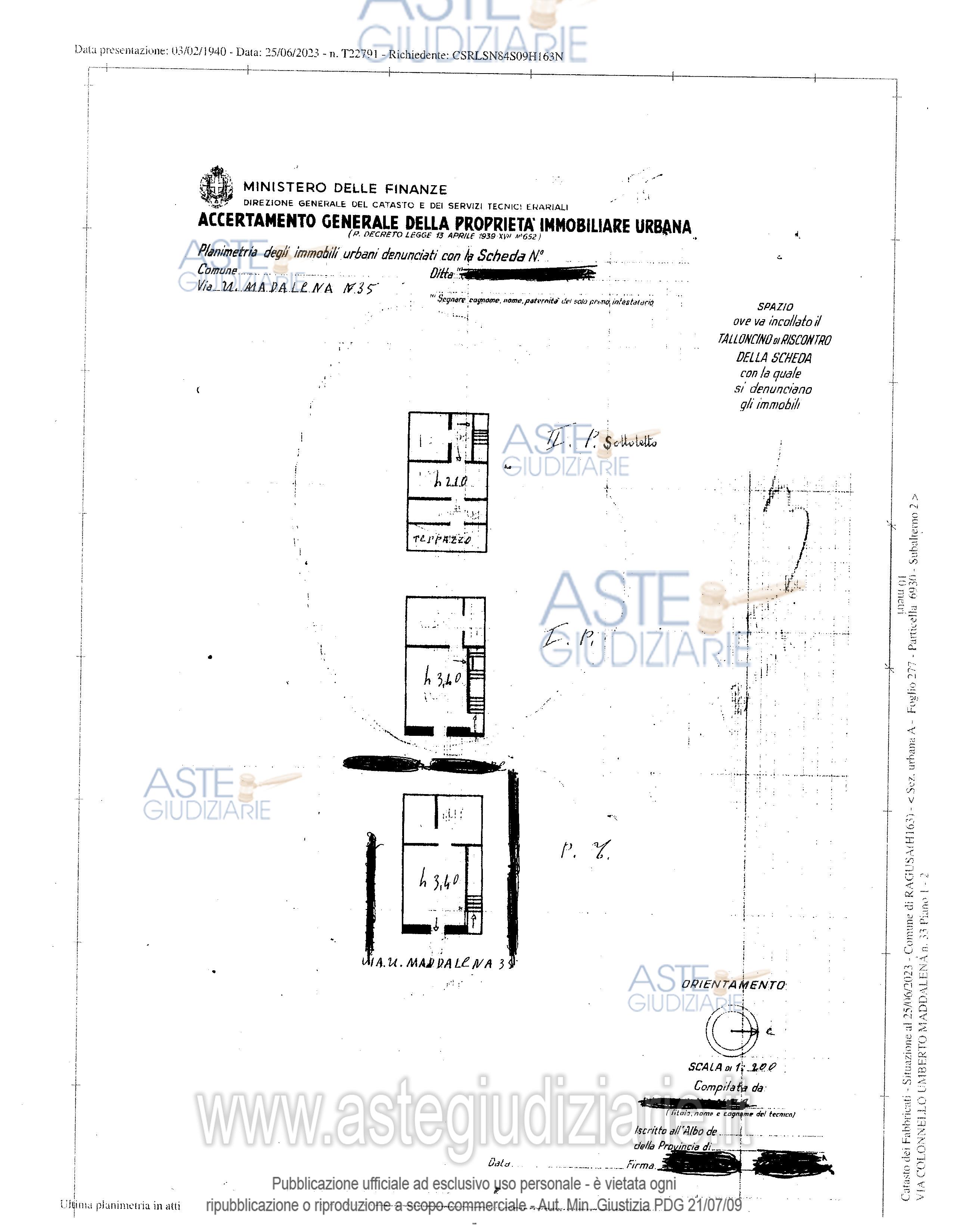 Planimetria del bene