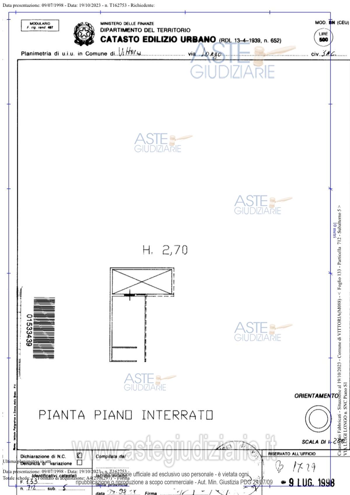 Planimetria del bene