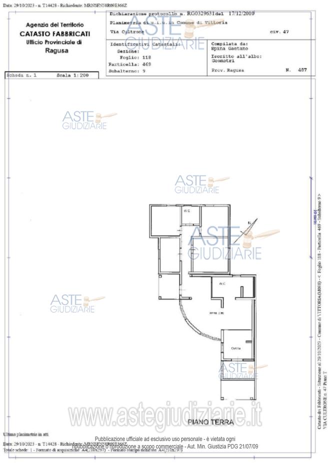 Planimetria del bene