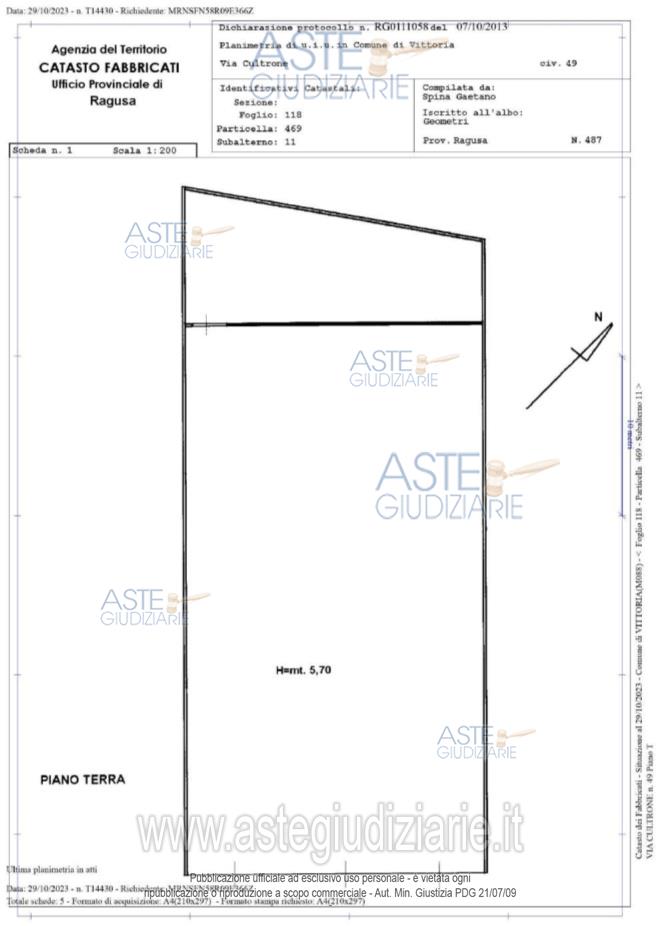 Planimetria del bene