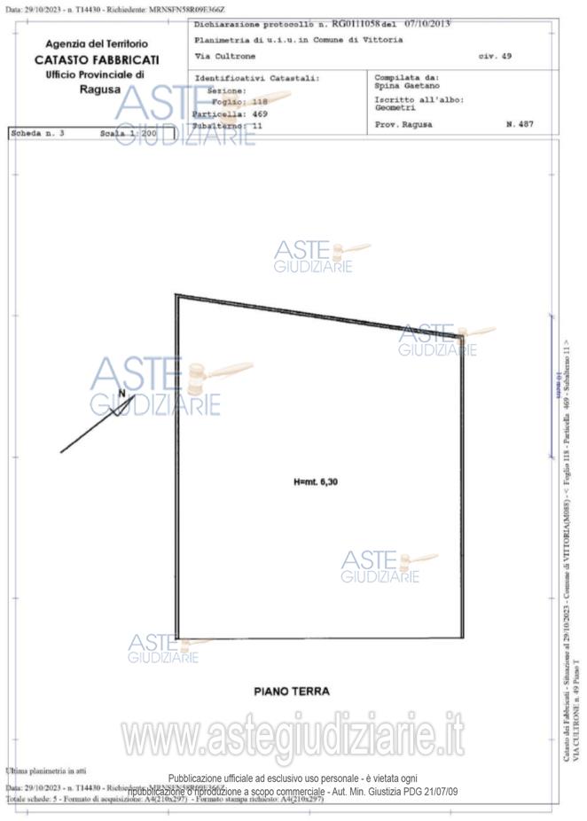 Planimetria del bene