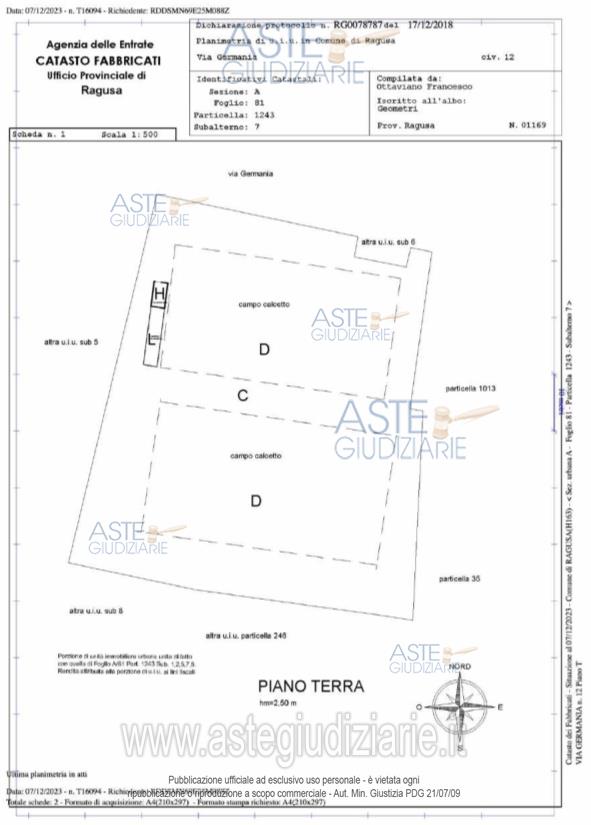 Planimetria del bene